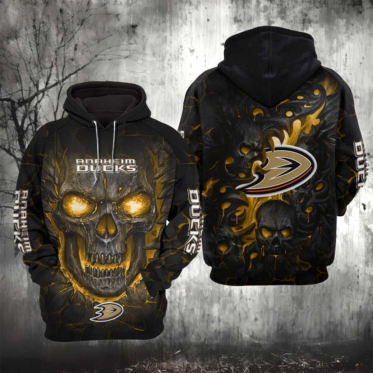 Sportswearmerch Anaheim Ducks NHL Lava Skull Hoodie For Fan