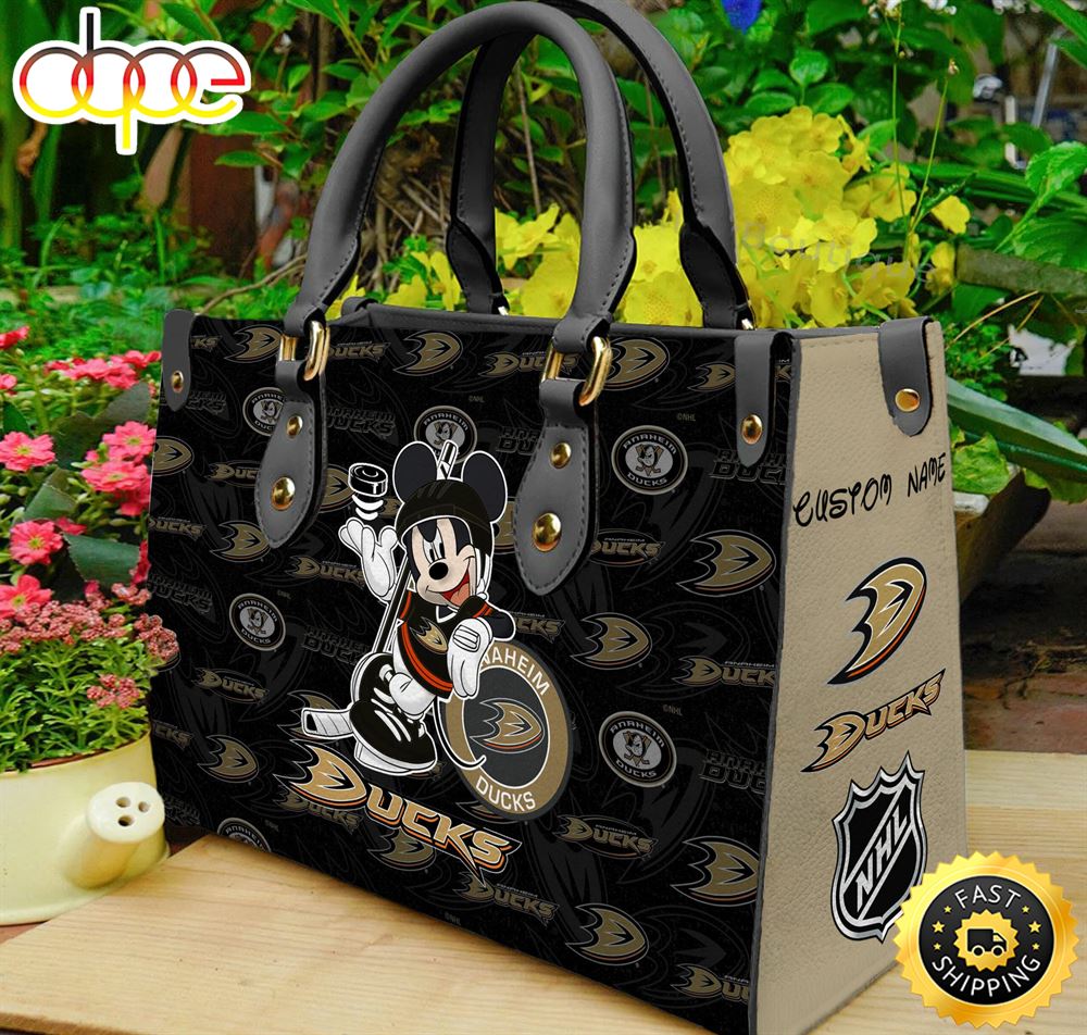 Sportswearmerch Anaheim Ducks NHL x Mickey Women Leather Hand Bag For Fan