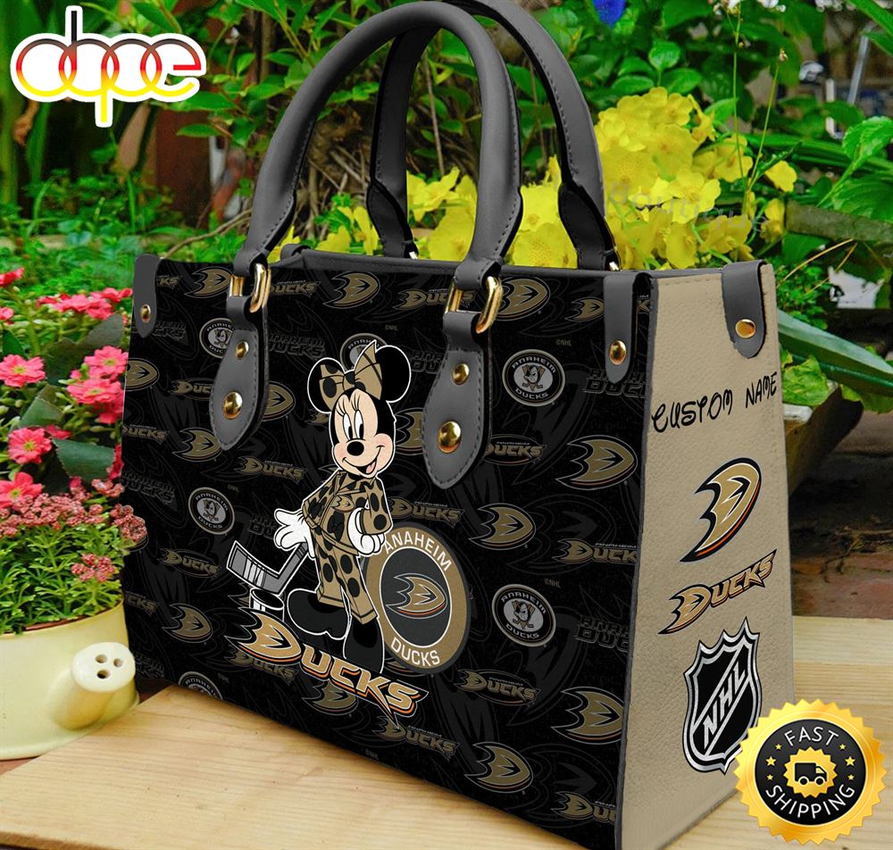 Sportswearmerch Anaheim Ducks NHL x Minnie Women Leather Hand Bag For Fan