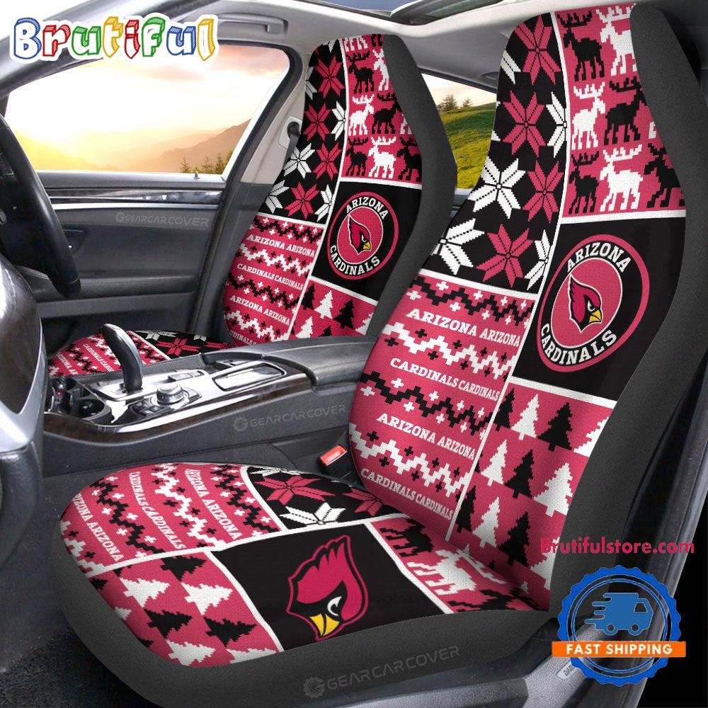 Sportswearmerch Arizona Cardinals NFL Design Christmas Car Seat Covers For Fan