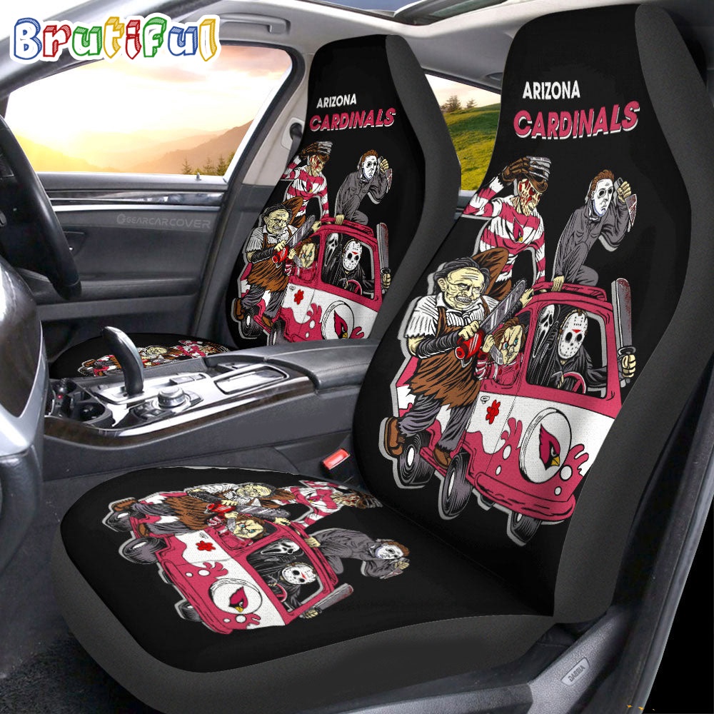 Sportswearmerch Arizona Cardinals NFL Horror Characters Essential Halloween Car Seat Covers For Fan