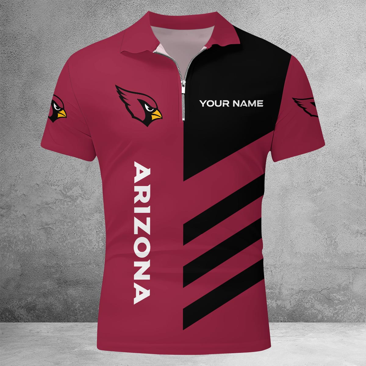 Sportswearmerch Arizona Cardinals NFL Lapel Zip Polo Shirt For Fan