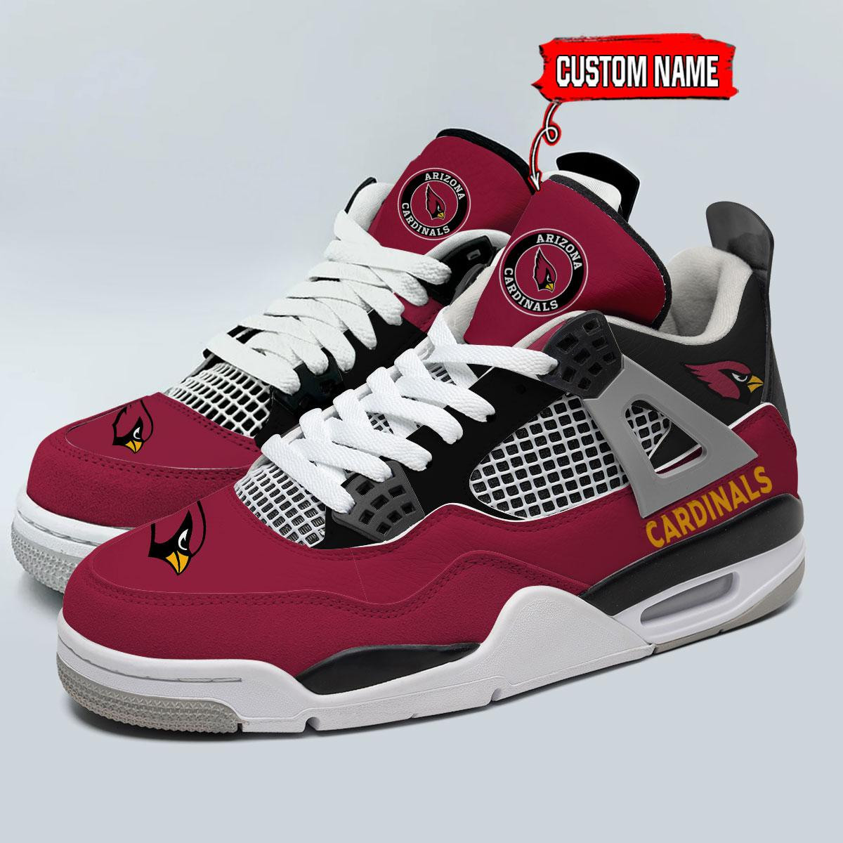 Sportswearmerch Arizona Cardinals NFL Personalized AJ4 Sneakers Shoes For Men And Women