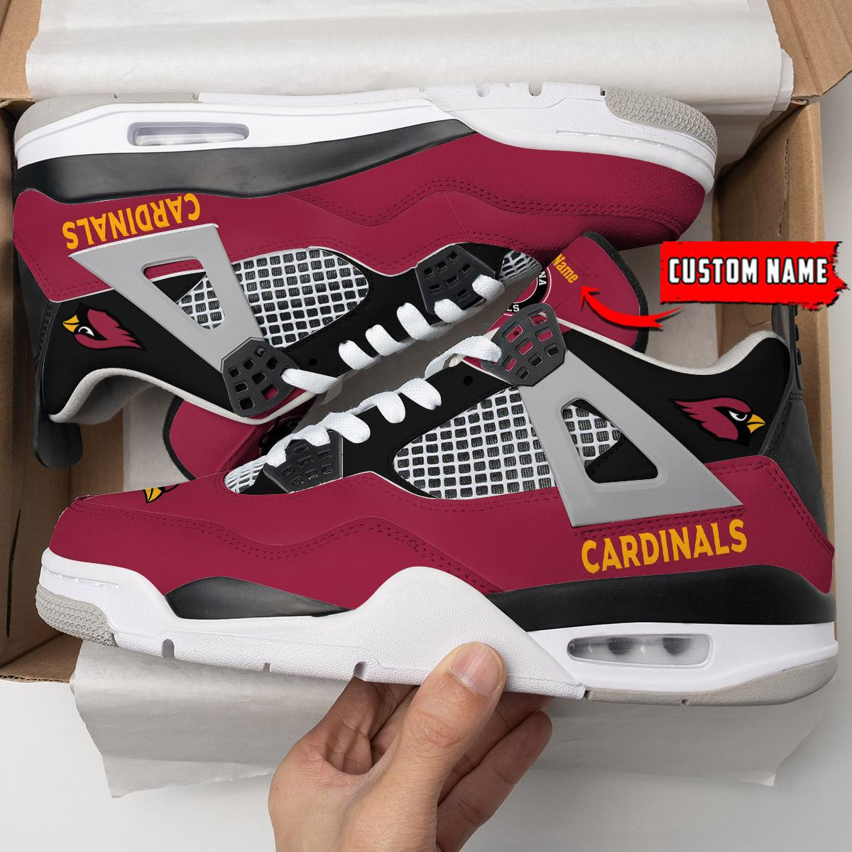 Sportswearmerch Arizona Cardinals NFL Personalized Air Jordan 4 SnAJ4 Sneakers Shoes For Men And Women