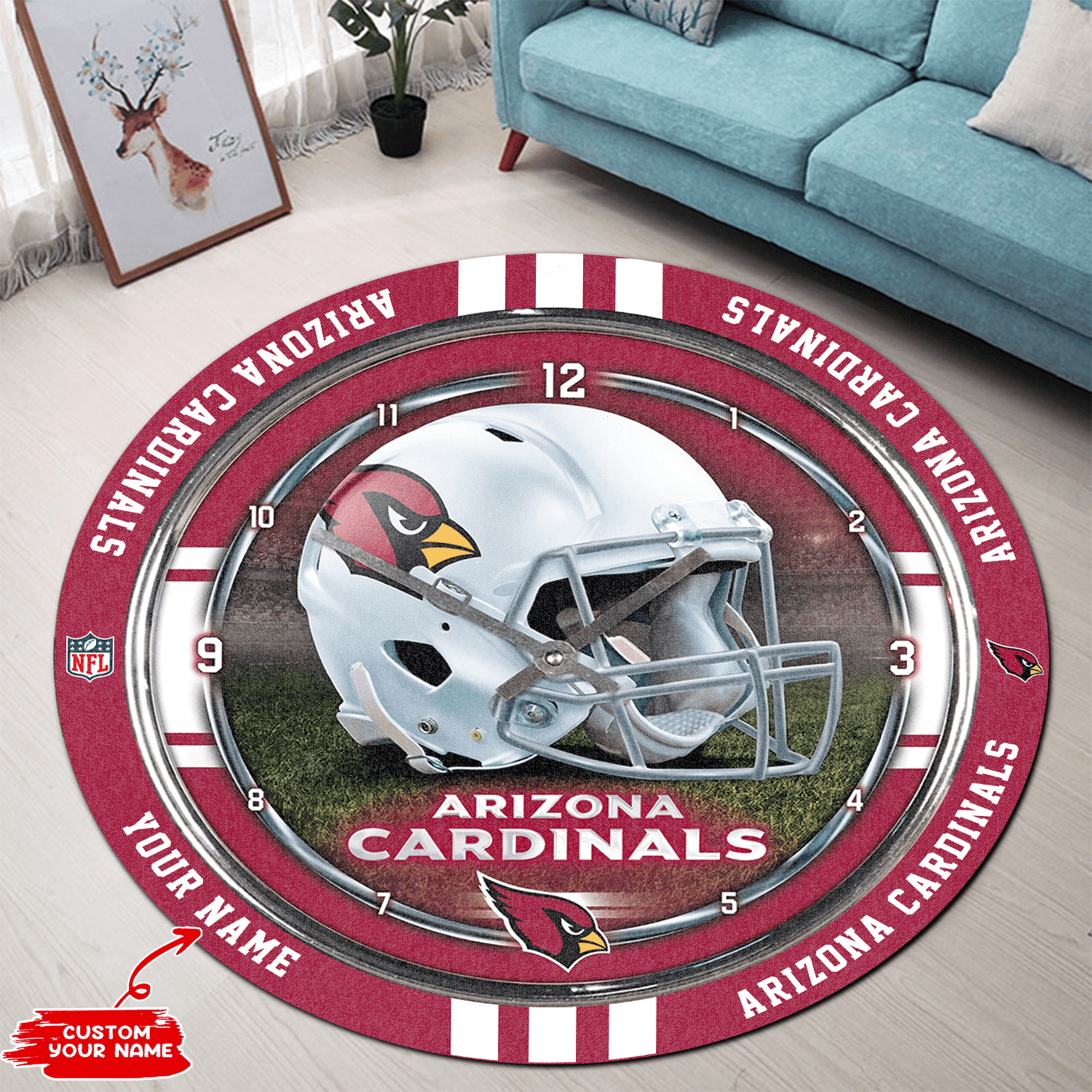 Sportswearmerch Arizona Cardinals NFL Personalized Round Rug For Fan