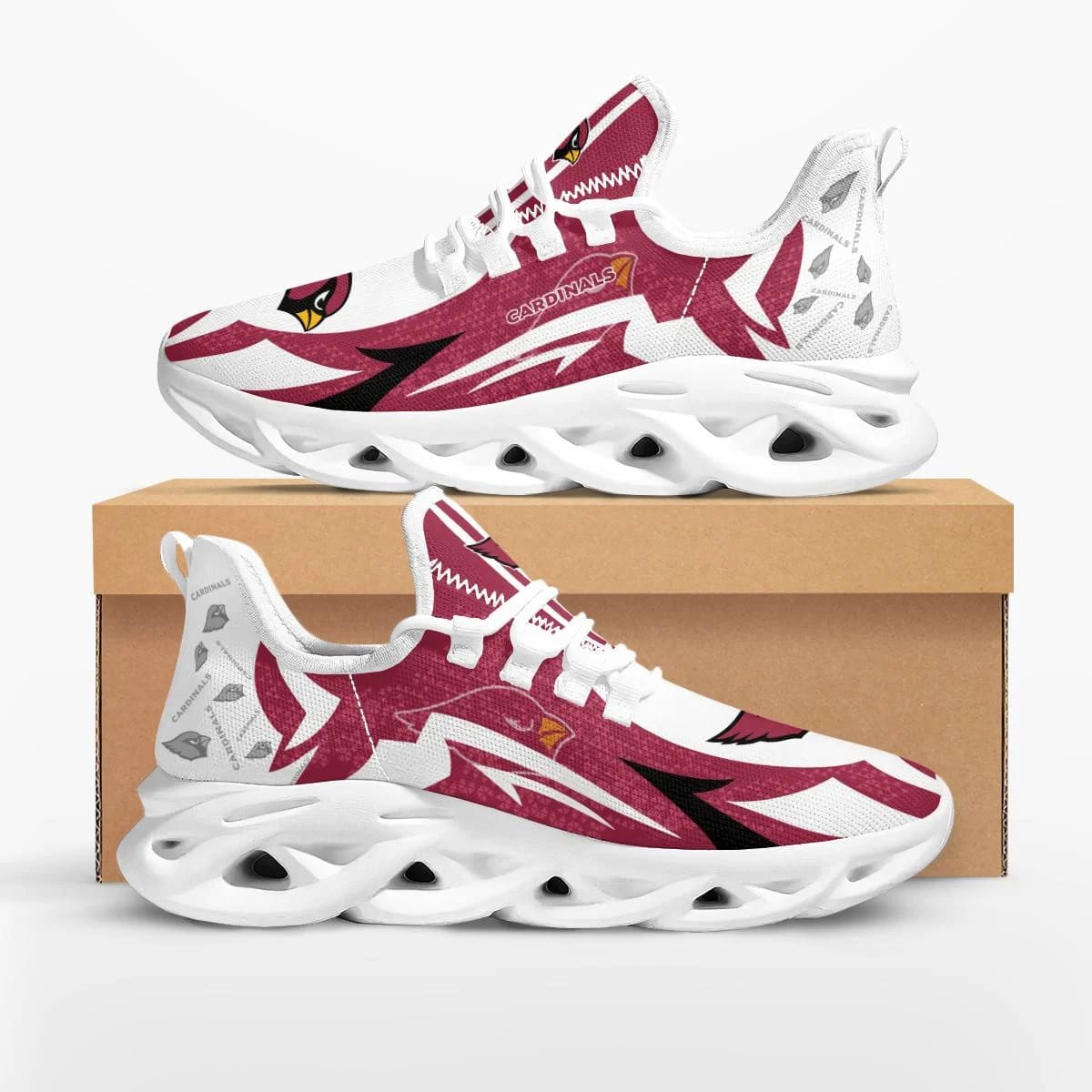 Sportswearmerch Arizona Cardinals NFL Symbol Geometric Pattern Max Soul Shoes Sneakers For Men And Women