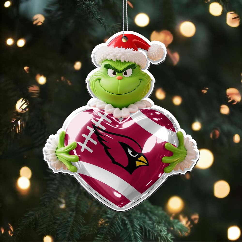 Sportswearmerch Arizona Cardinals NFL The Grinch x Christmas Acrylic Ornament Gift For Fan