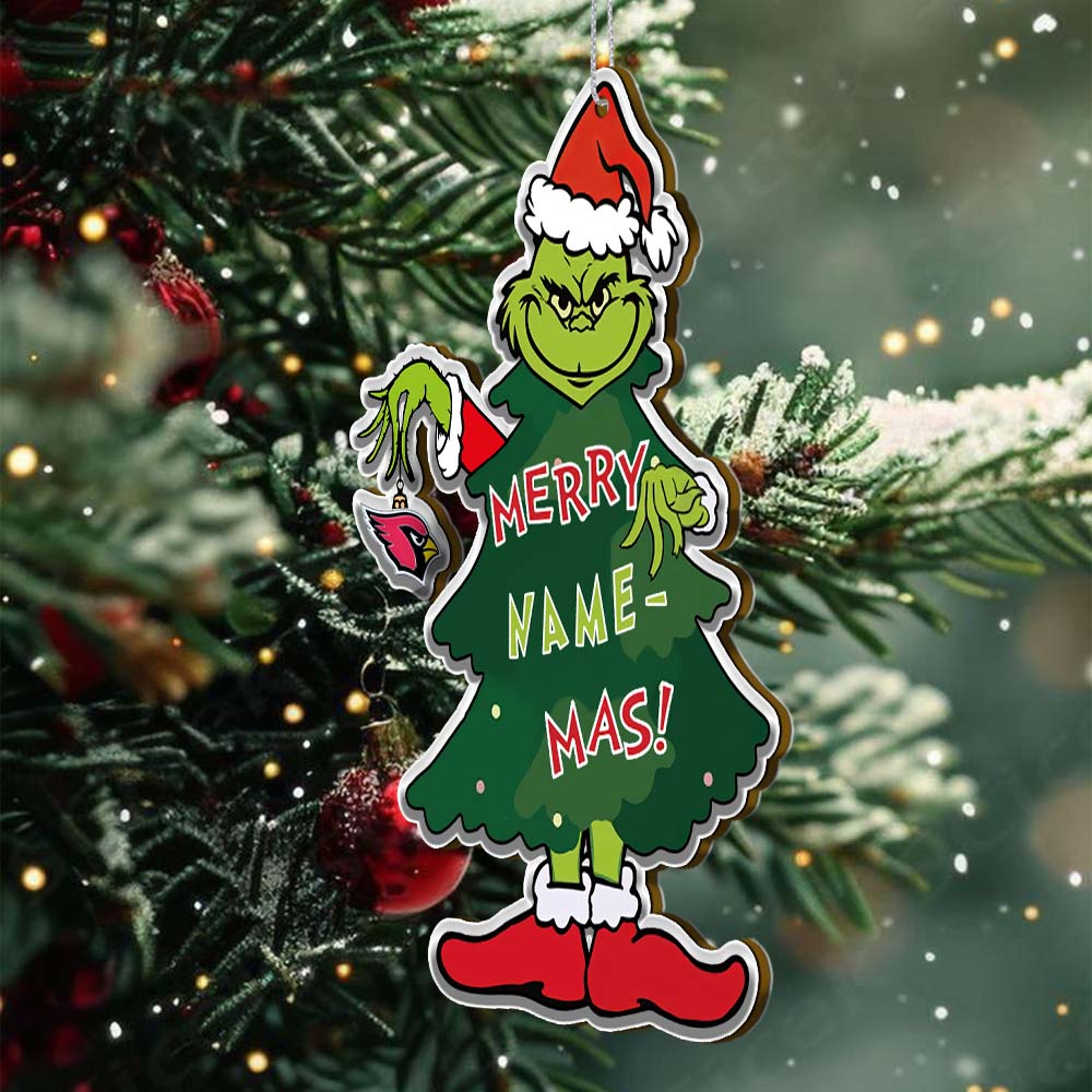 Sportswearmerch Arizona Cardinals NFL The Grinch x Christmas Acrylic Ornament Gift For Fan