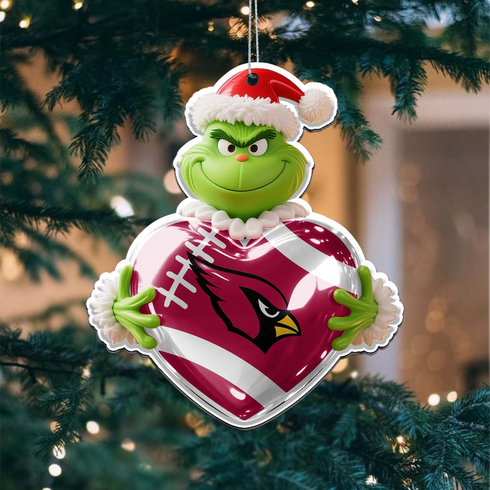 Sportswearmerch Arizona Cardinals NFL The Grinch x Christmas Acrylic Ornament Gift For Fan