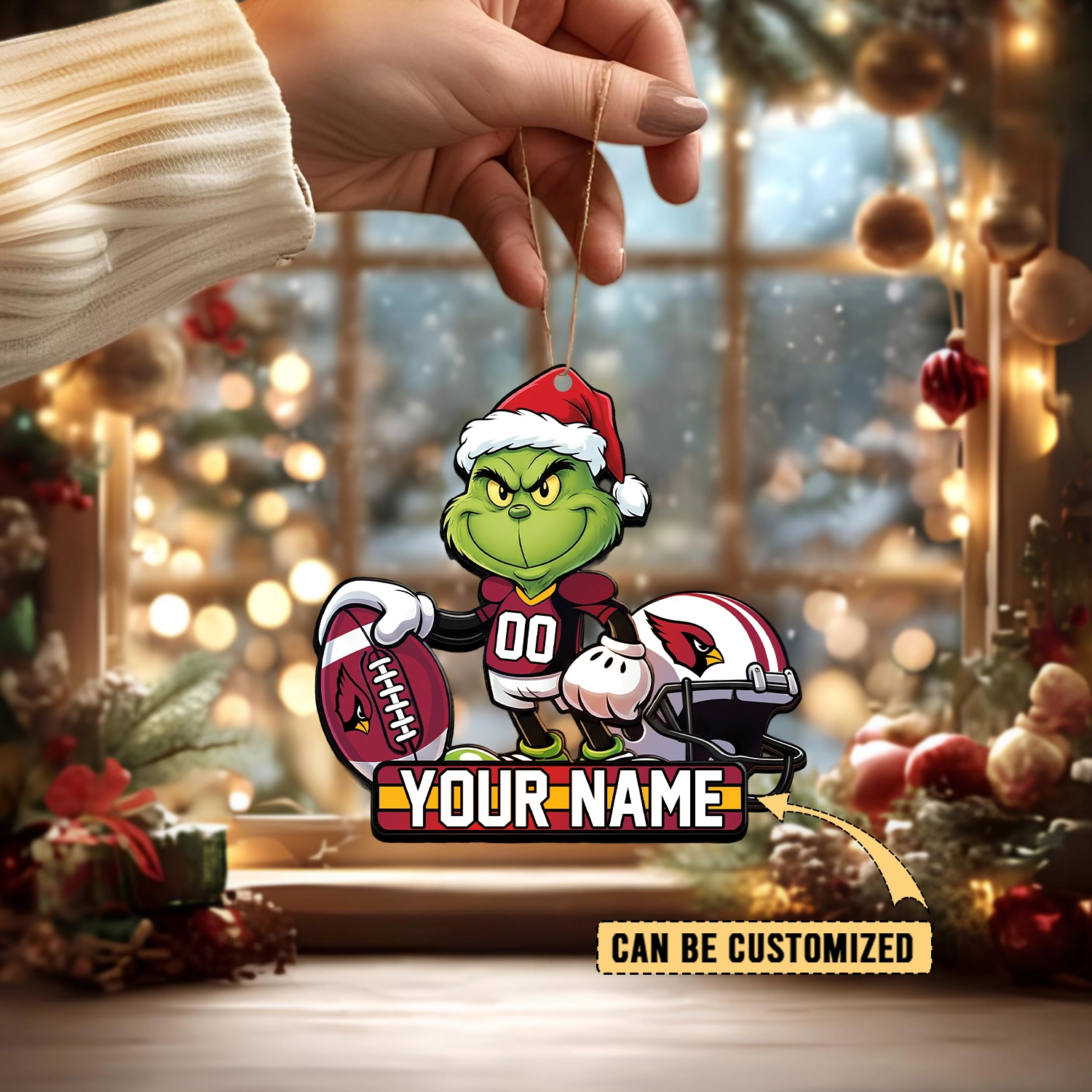Sportswearmerch Arizona Cardinals NFL The Grinch x Christmas Acrylic Ornament Gift For Fan