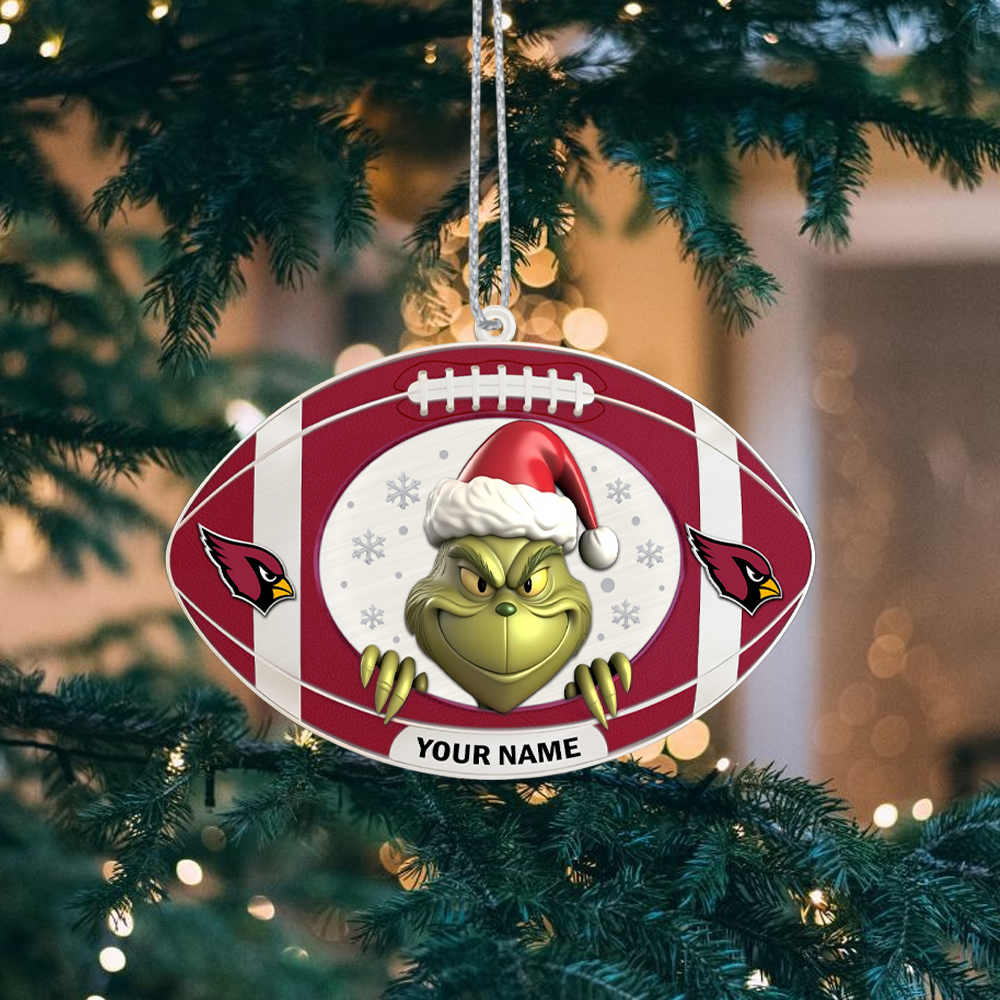 Sportswearmerch Arizona Cardinals NFL The Grinch x Christmas Acrylic Ornament Gift For Fan