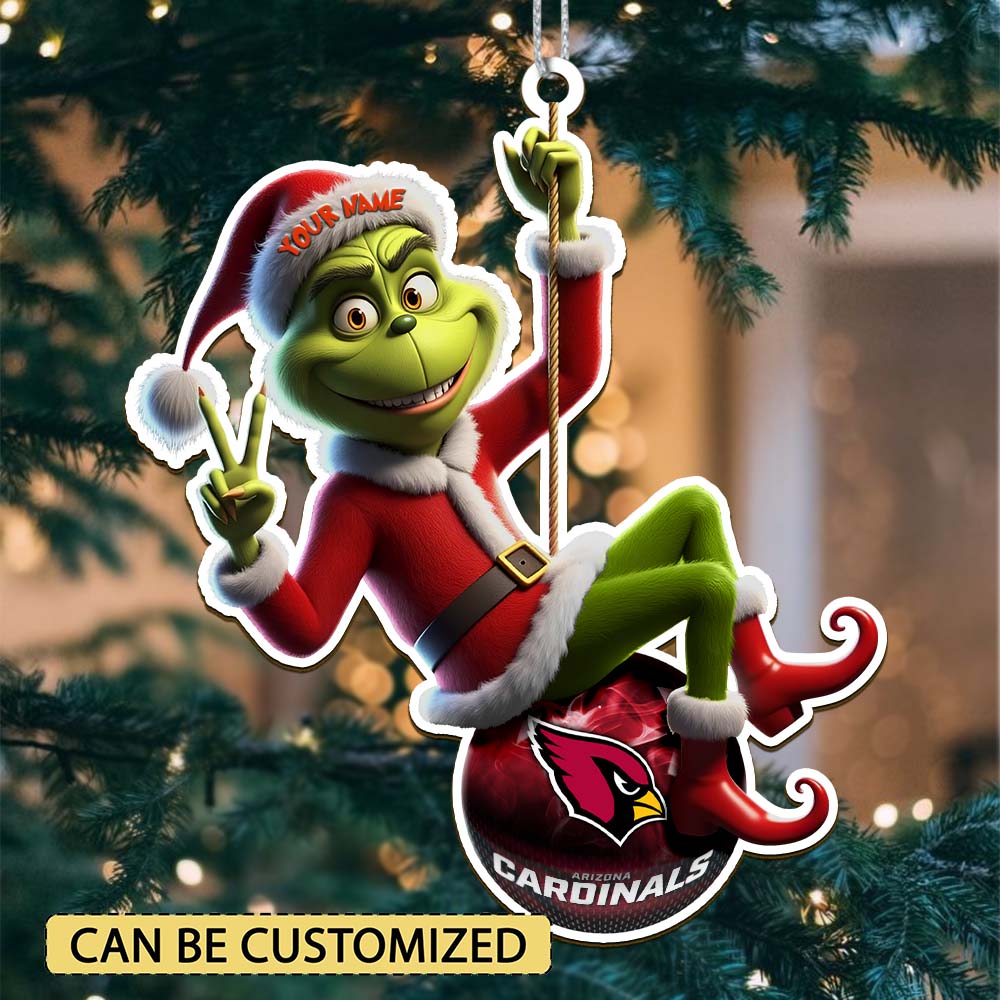 Sportswearmerch Arizona Cardinals NFL The Grinch x Christmas Acrylic Ornament Gift For Fan