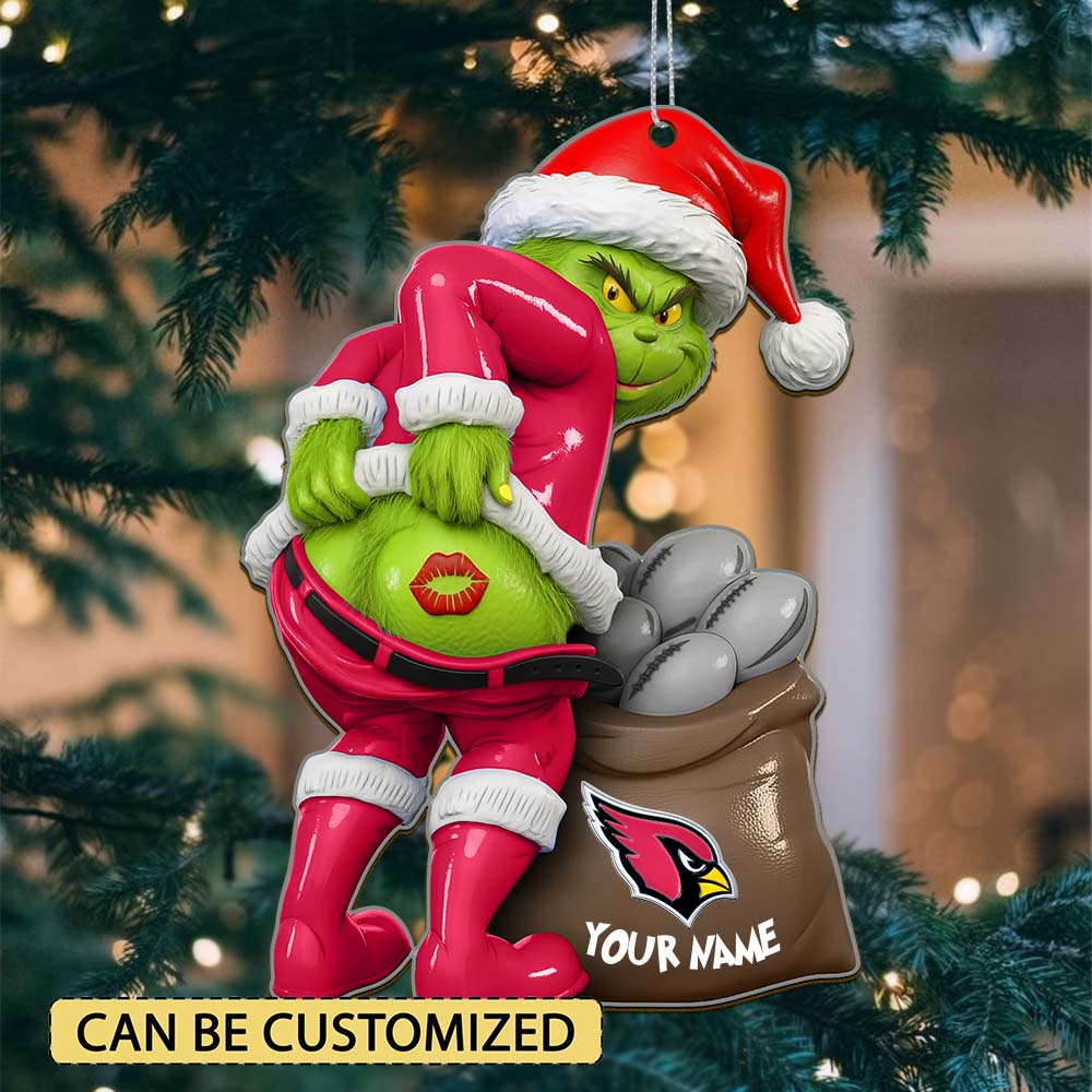 Sportswearmerch Arizona Cardinals NFL The Grinch x Christmas Acrylic Ornament Gift For Fan