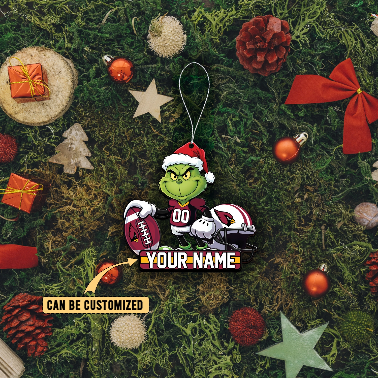 Sportswearmerch Arizona Cardinals NFL The Grinch x Christmas Acrylic Ornament Gift For Fan