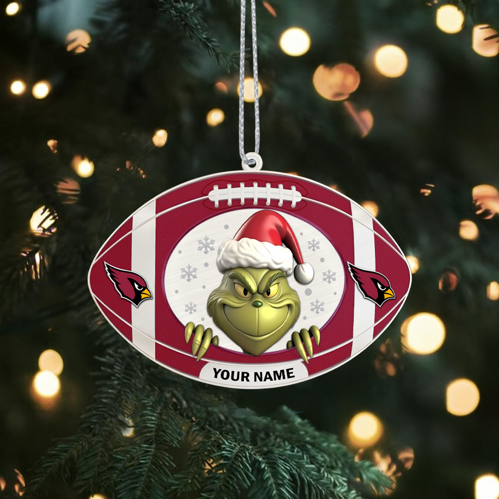 Sportswearmerch Arizona Cardinals NFL The Grinch x Christmas Acrylic Ornament Gift For Fan