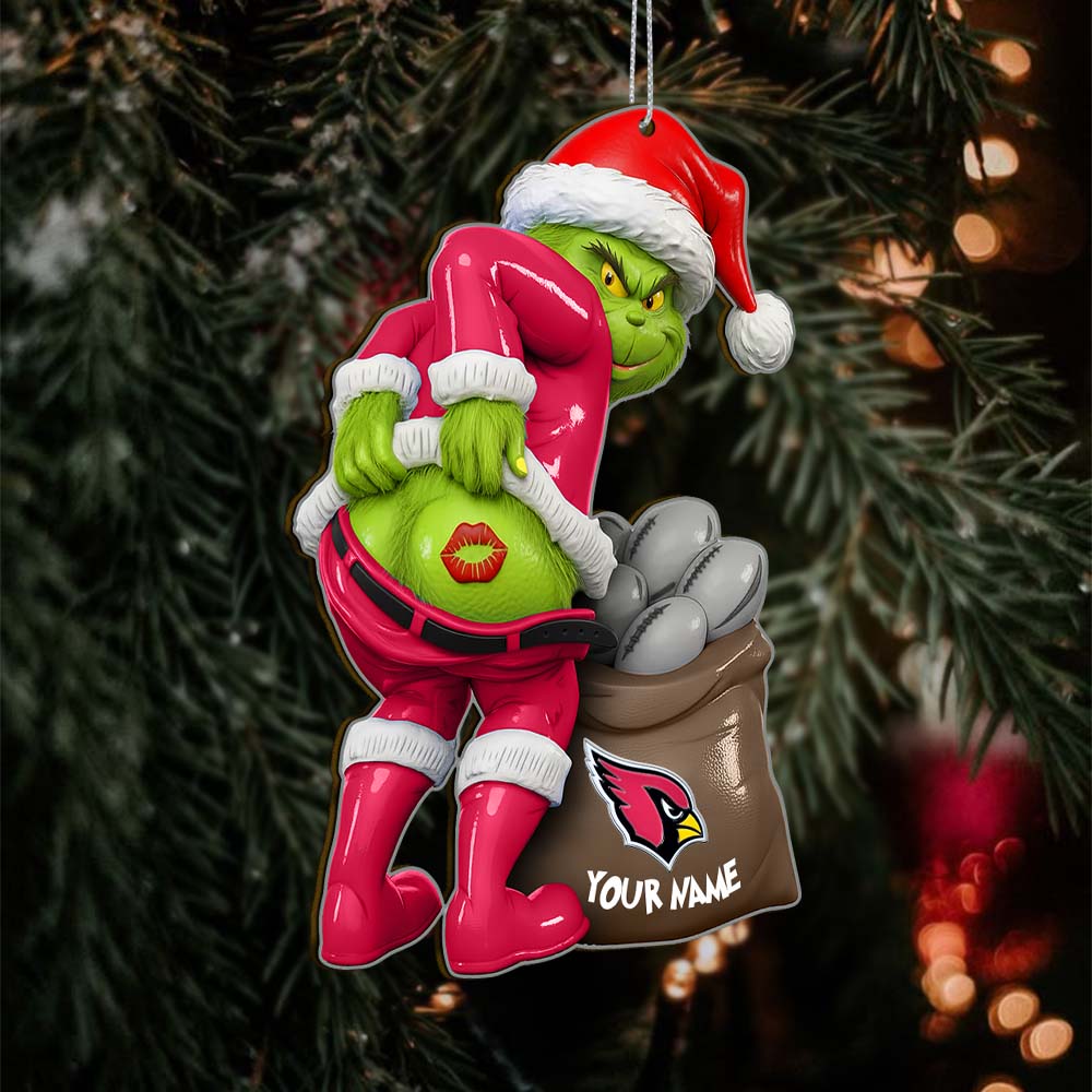 Sportswearmerch Arizona Cardinals NFL The Grinch x Christmas Acrylic Ornament Gift For Fan