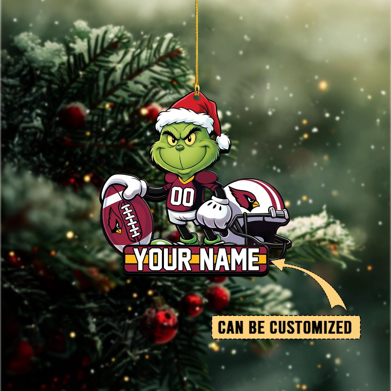 Sportswearmerch Arizona Cardinals NFL The Grinch x Christmas Acrylic Ornament Gift For Fan