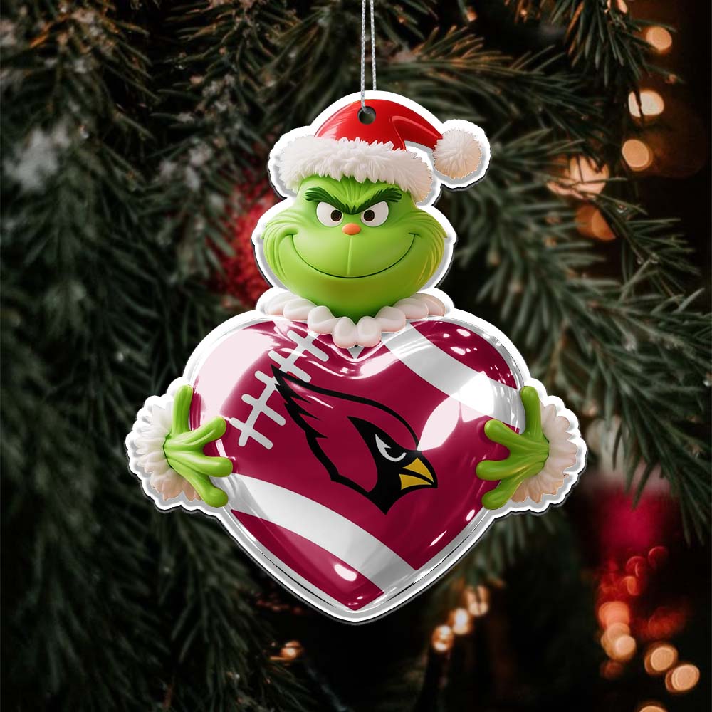 Sportswearmerch Arizona Cardinals NFL The Grinch x Christmas Acrylic Ornament Gift For Fan
