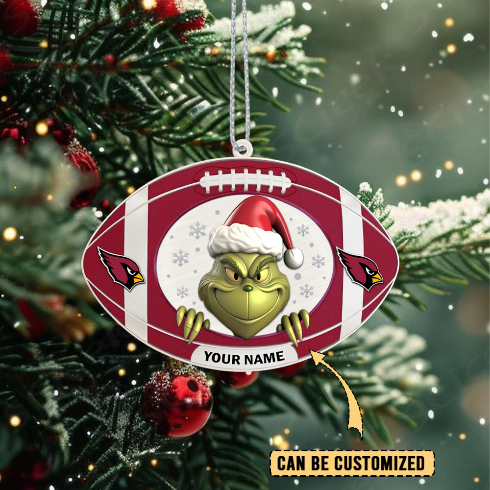 Sportswearmerch Arizona Cardinals NFL The Grinch x Christmas Acrylic Ornament Gift For Fan