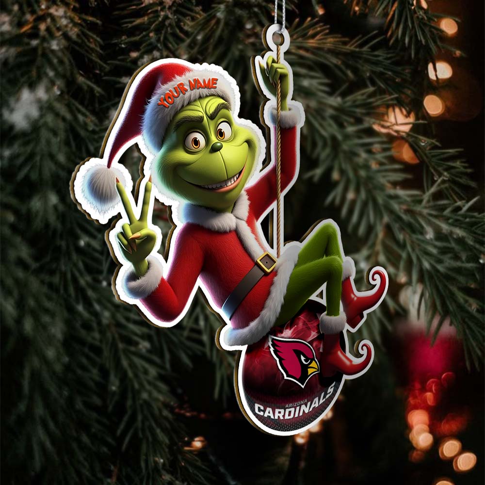 Sportswearmerch Arizona Cardinals NFL The Grinch x Christmas Acrylic Ornament Gift For Fan