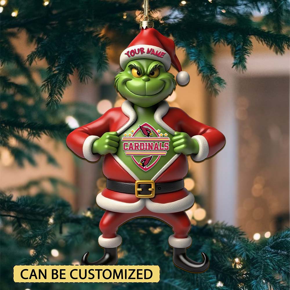 Sportswearmerch Arizona Cardinals NFL The Grinch x Christmas Acrylic Ornament Gift For Fan