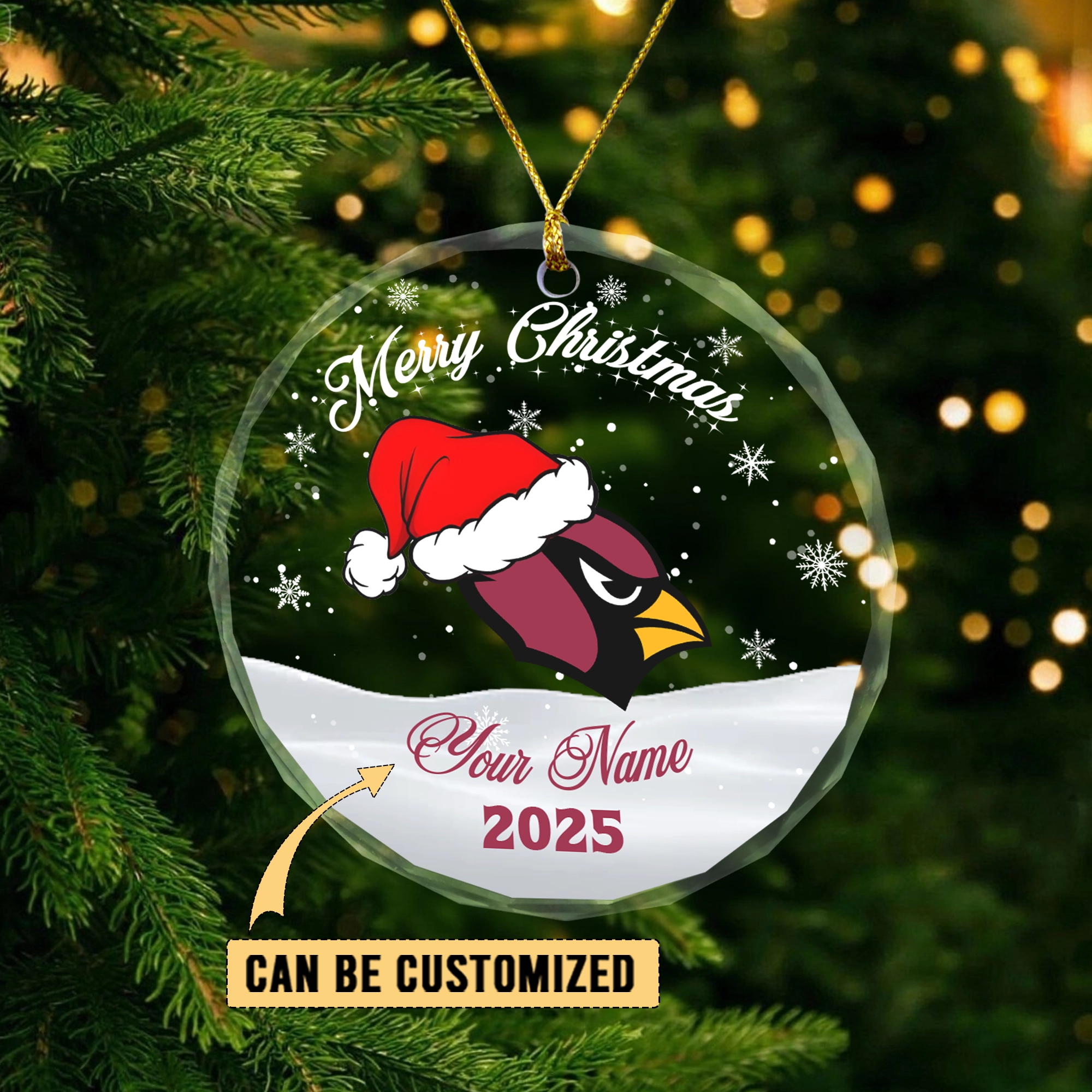 Sportswearmerch Arizona Cardinals NFL x Christmas Glass Ornament Gift For Fan
