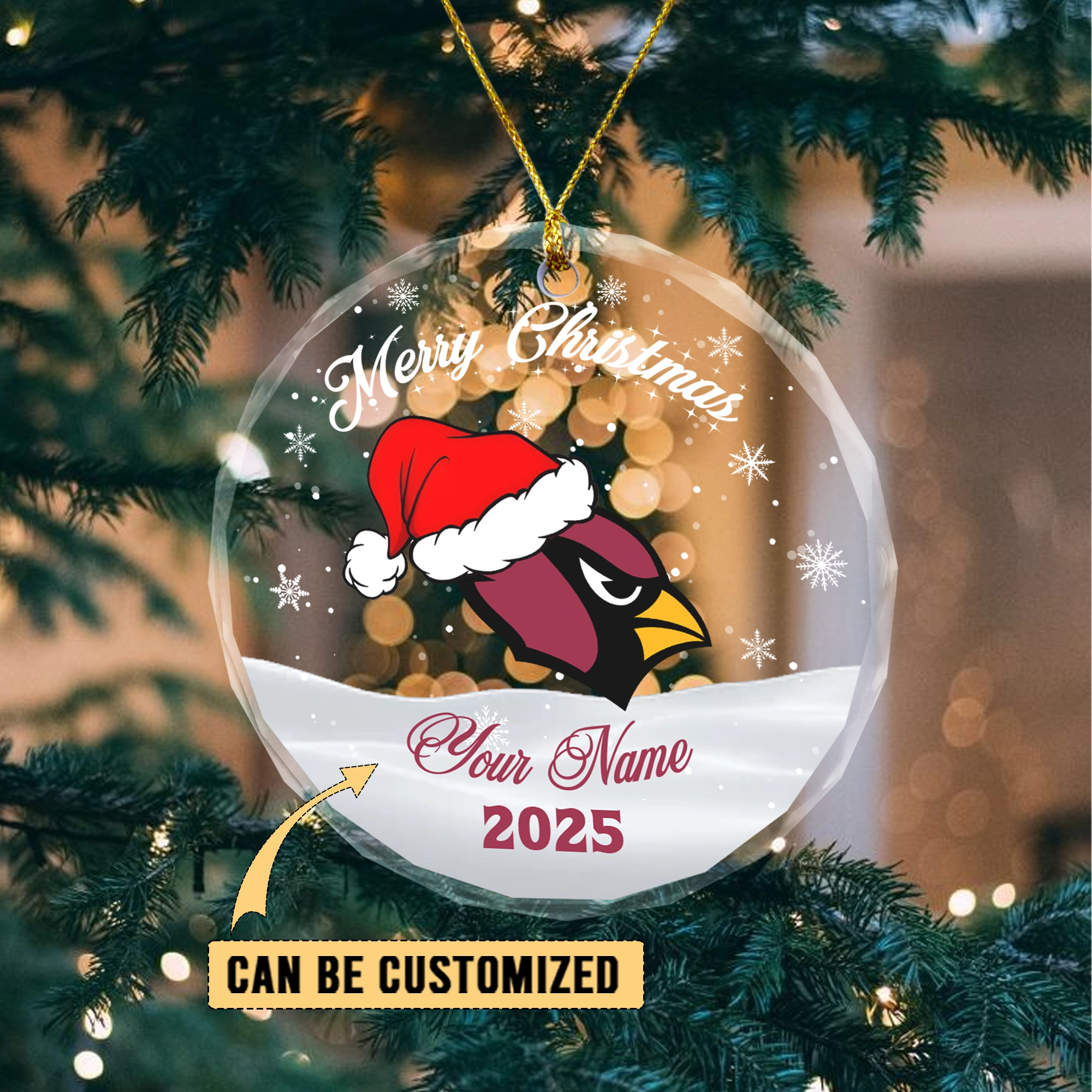 Sportswearmerch Arizona Cardinals NFL x Christmas Glass Ornament Gift For Fan