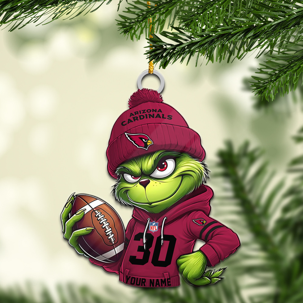 Sportswearmerch Arizona Cardinals NFL x Grinch Christmas Acrylic Ornament For Fans