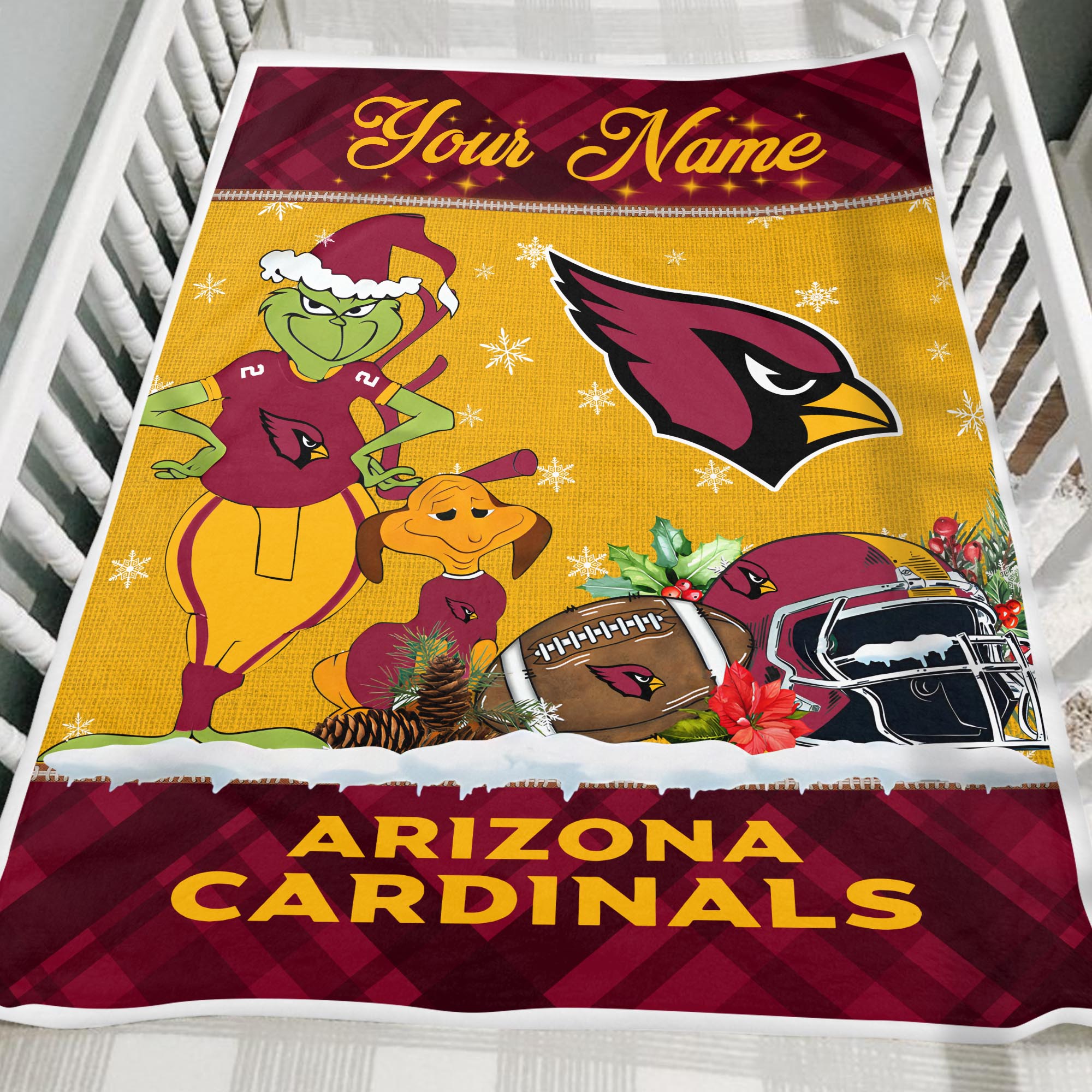 Sportswearmerch Arizona Cardinals NFL x Grinch Christmas Fleece Blanket For Fan