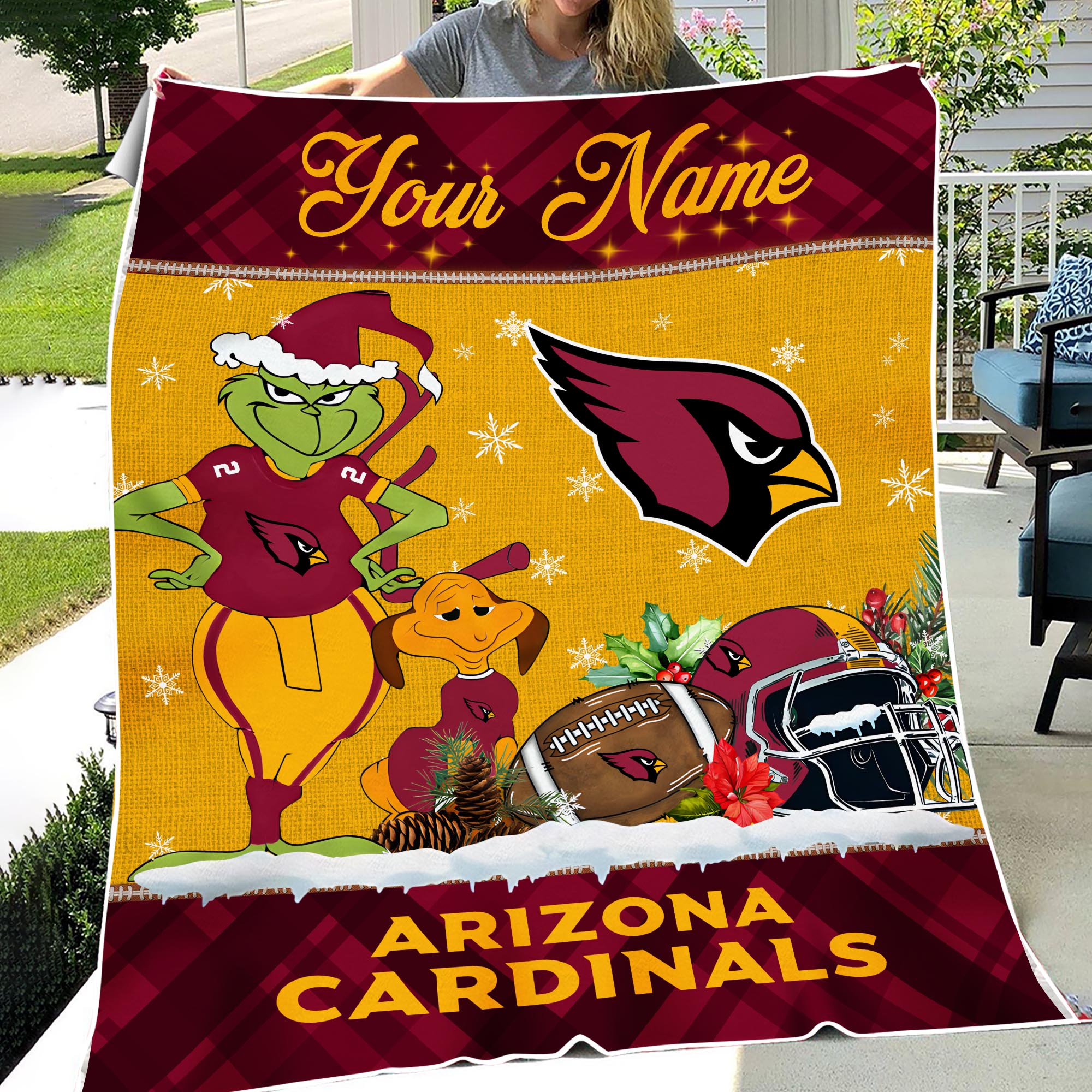 Sportswearmerch Arizona Cardinals NFL x Grinch Christmas Fleece Blanket For Fan