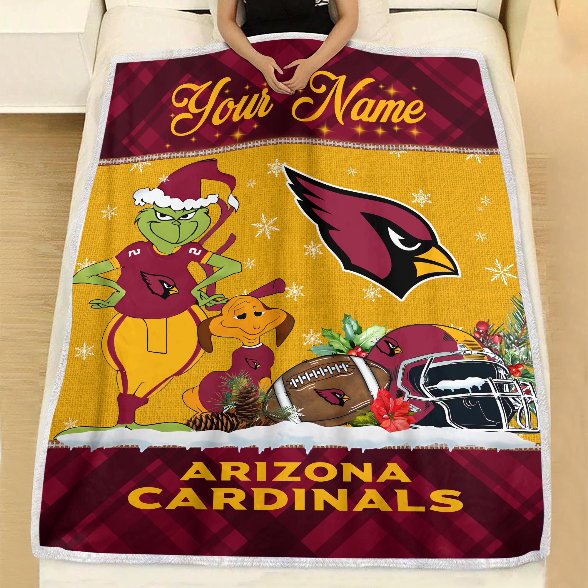 Sportswearmerch Arizona Cardinals NFL x Grinch Christmas Fleece Blanket For Fan