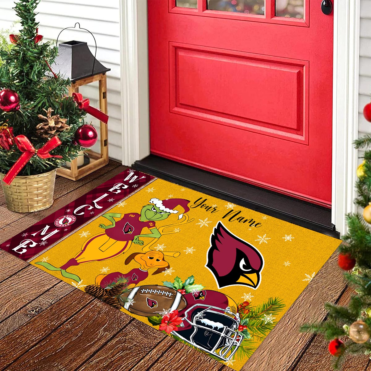 Sportswearmerch Arizona Cardinals NFL x Grinch Christmas Welcome Football Doormat For Fan