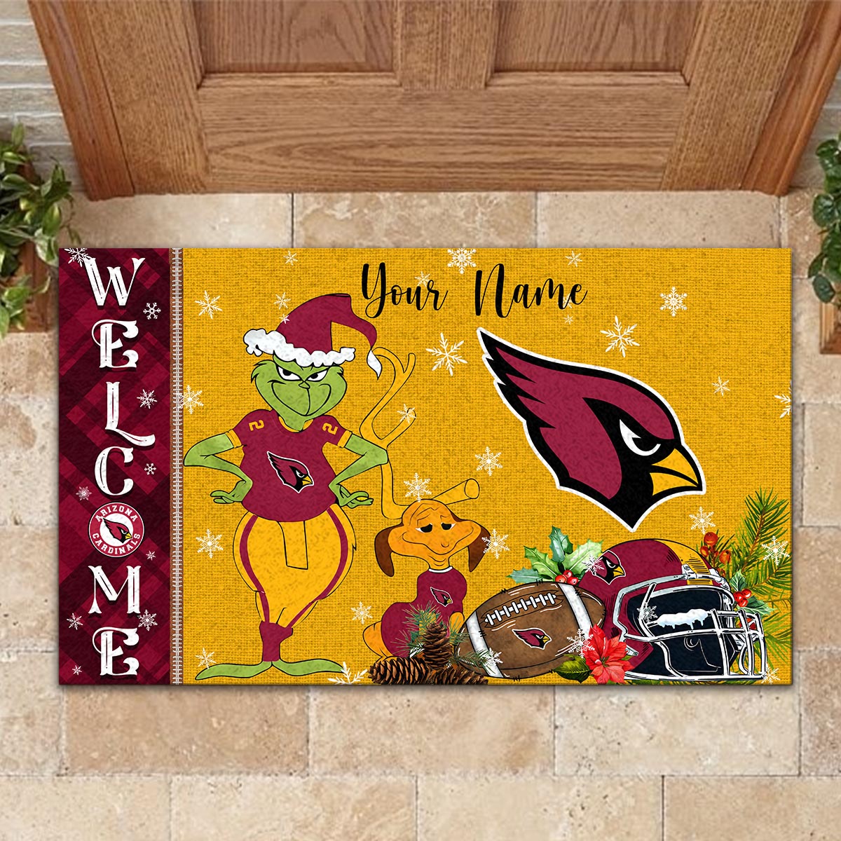 Sportswearmerch Arizona Cardinals NFL x Grinch Christmas Welcome Football Doormat For Fan