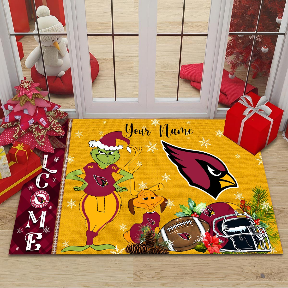 Sportswearmerch Arizona Cardinals NFL x Grinch Christmas Welcome Football Doormat For Fan