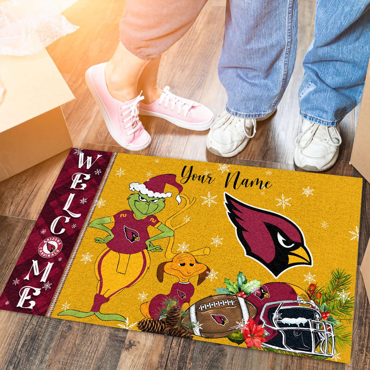 Sportswearmerch Arizona Cardinals NFL x Grinch Christmas Welcome Football Doormat For Fan
