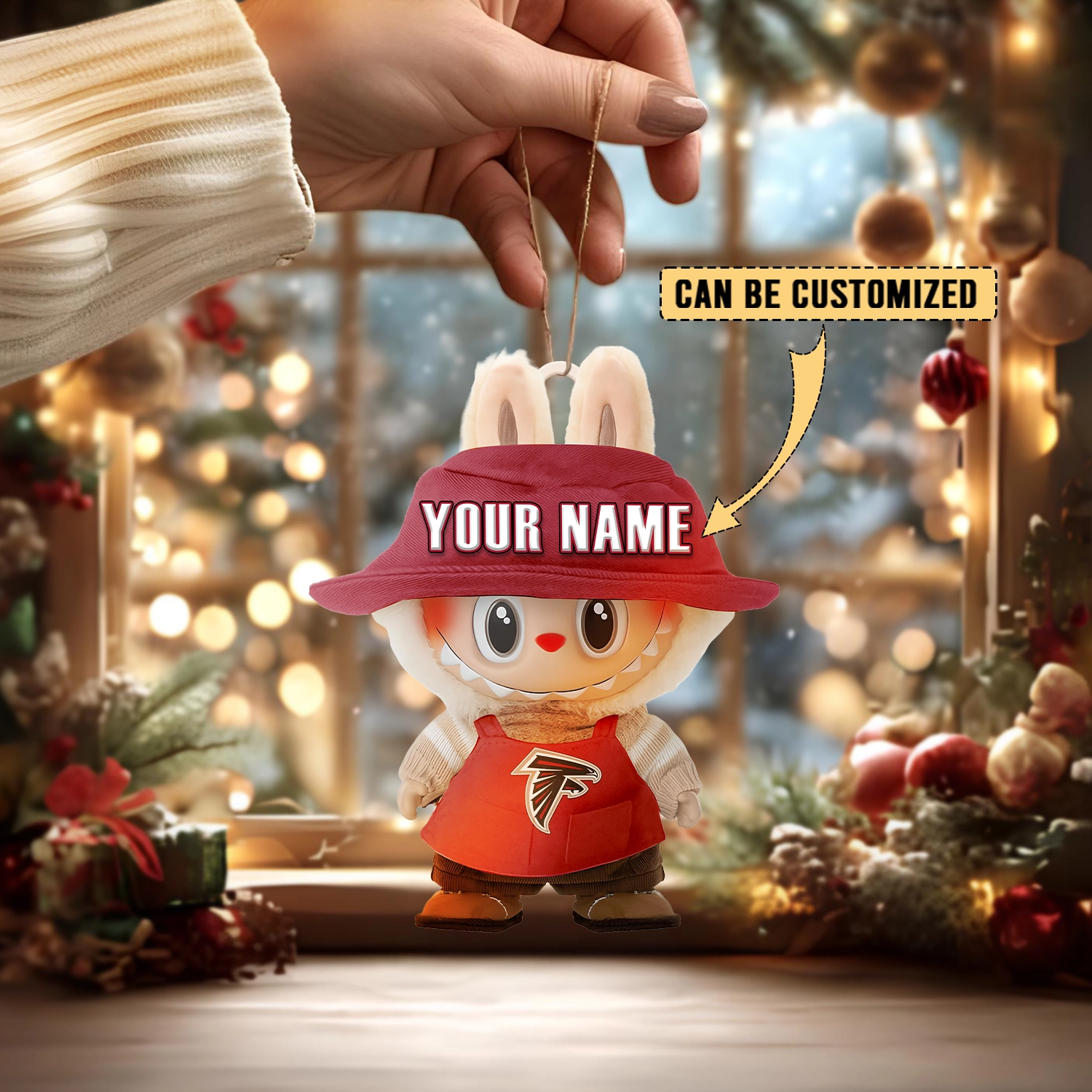 Sportswearmerch Arizona Cardinals NFL x Labubu Christmas Personalized Acrylic Ornament Gift For Fans
