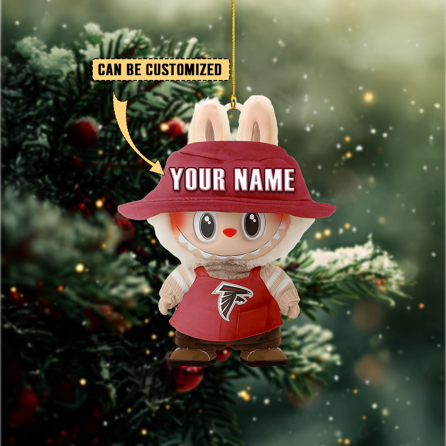 Sportswearmerch Arizona Cardinals NFL x Labubu Christmas Personalized Acrylic Ornament Gift For Fans