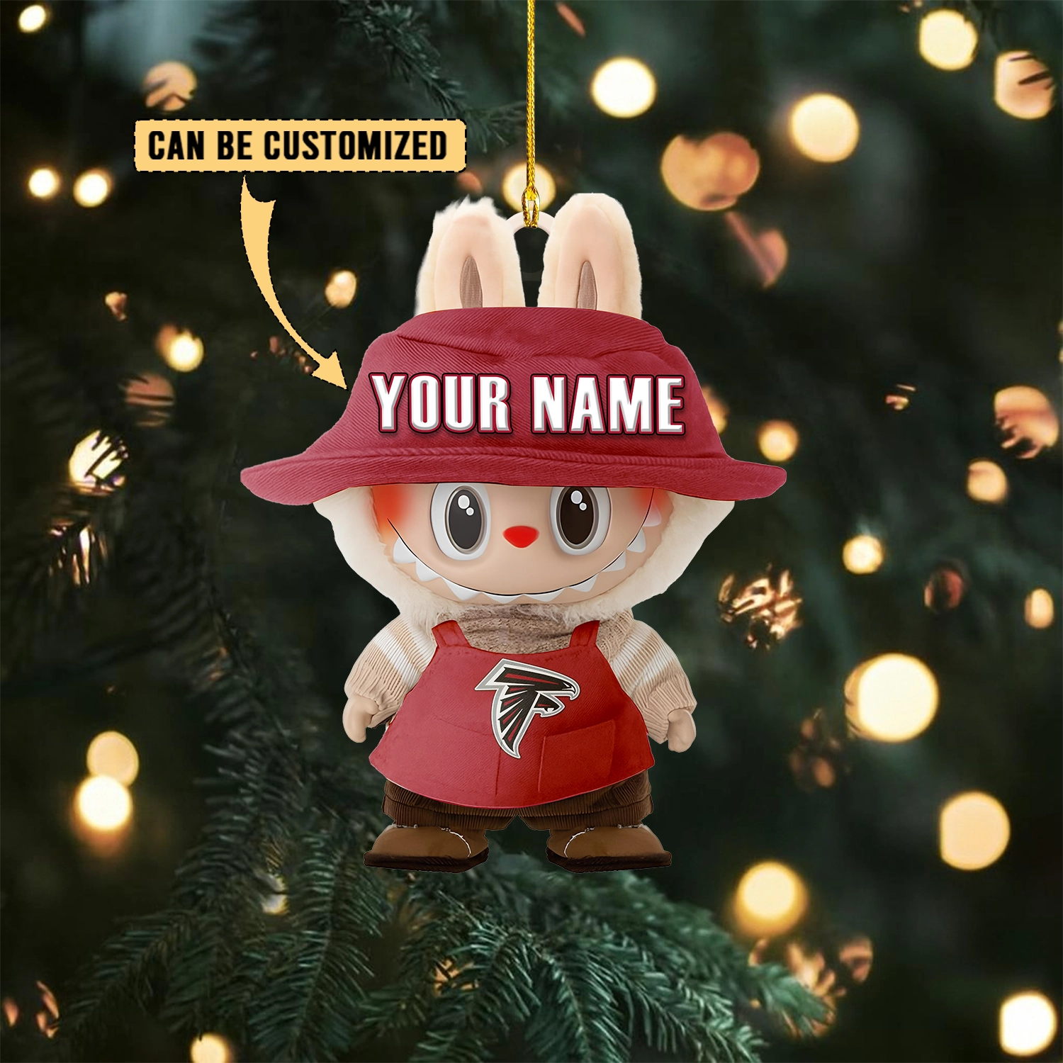 Sportswearmerch Arizona Cardinals NFL x Labubu Christmas Personalized Acrylic Ornament Gift For Fans