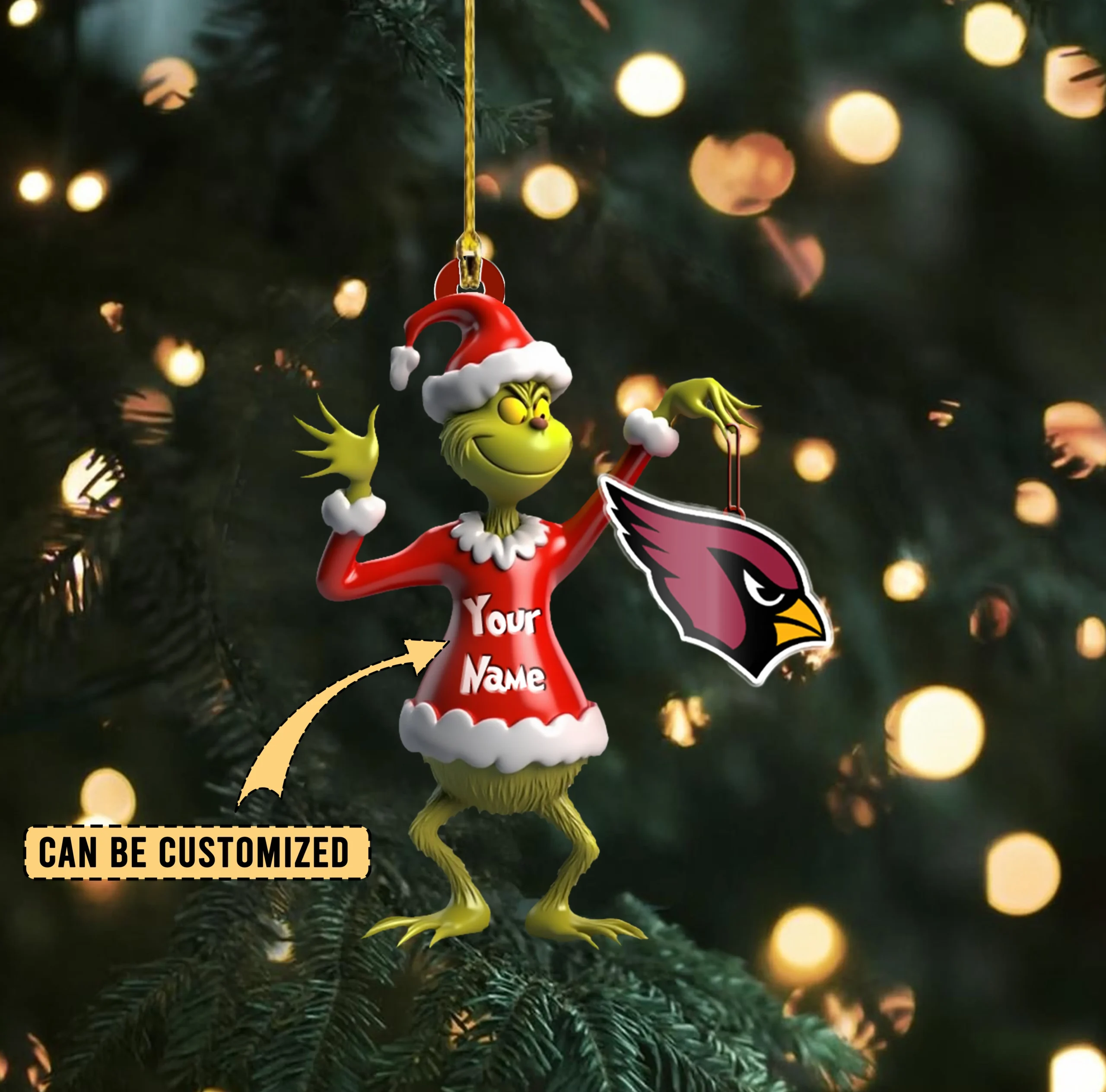Sportswearmerch Arizona Cardinals NFL x The Grinch Acrylic Ornament Gift For Fans