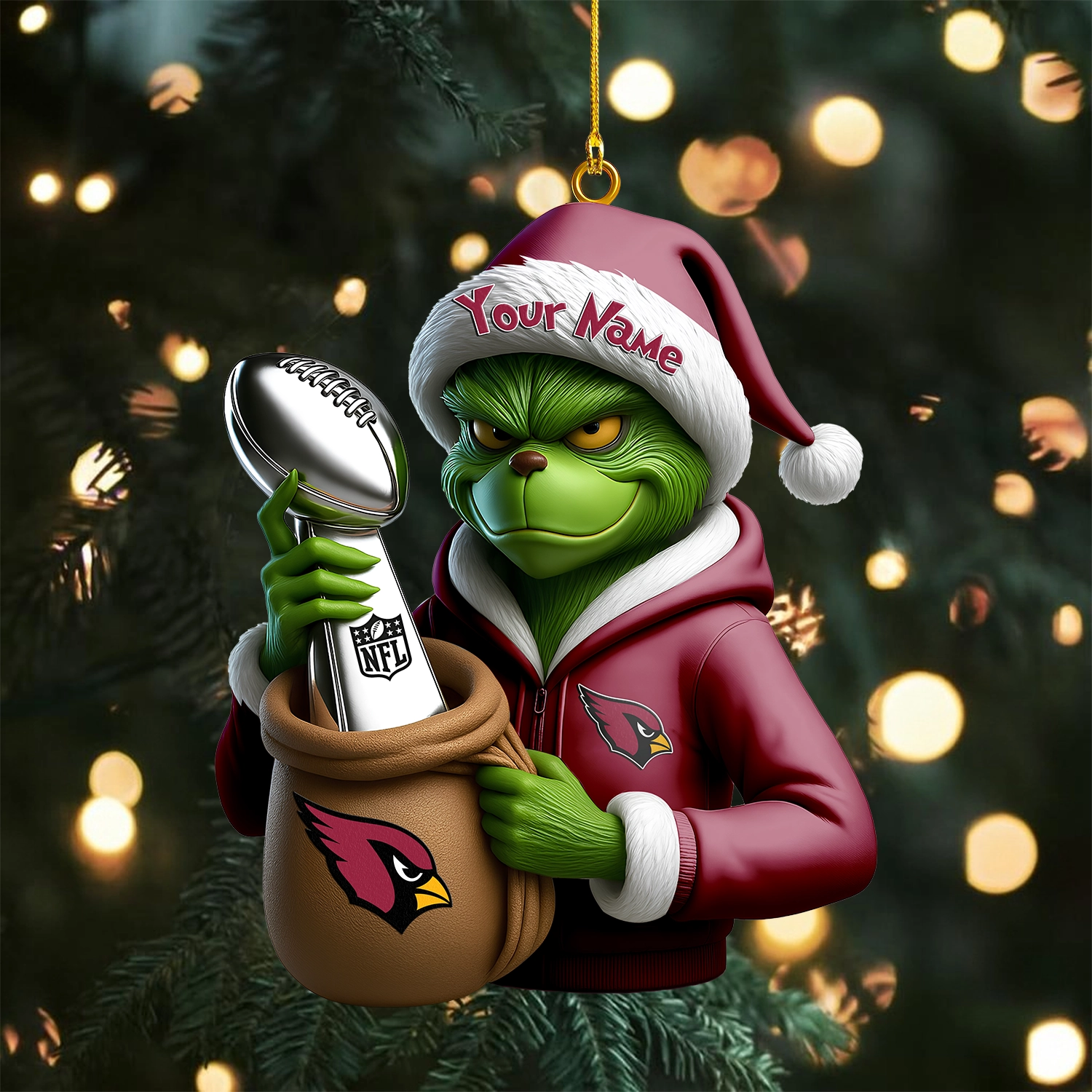 Sportswearmerch Arizona Cardinals NFL x The Grinch Acrylic Ornament Gift For Fans