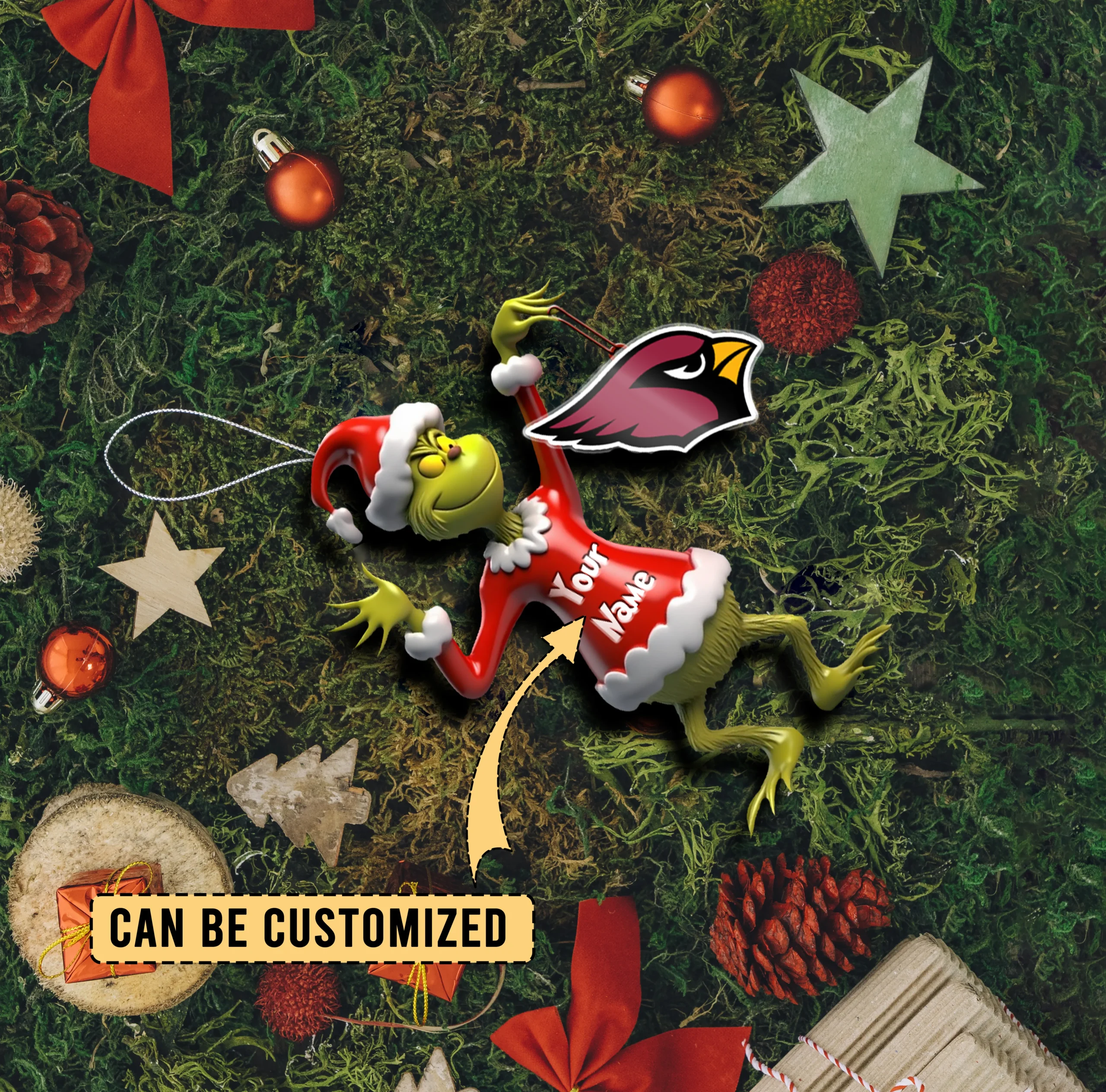 Sportswearmerch Arizona Cardinals NFL x The Grinch Acrylic Ornament Gift For Fans