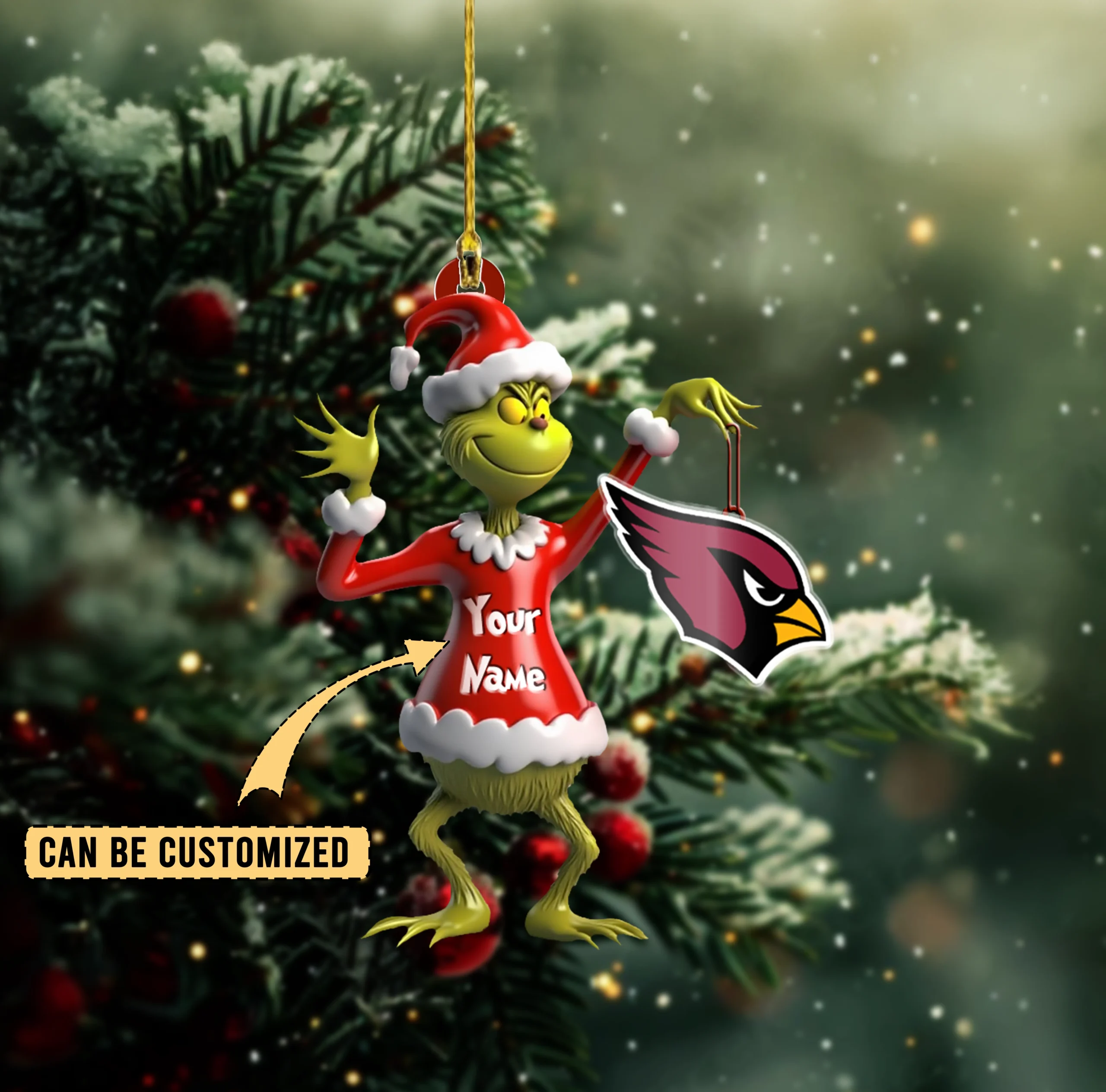 Sportswearmerch Arizona Cardinals NFL x The Grinch Acrylic Ornament Gift For Fans