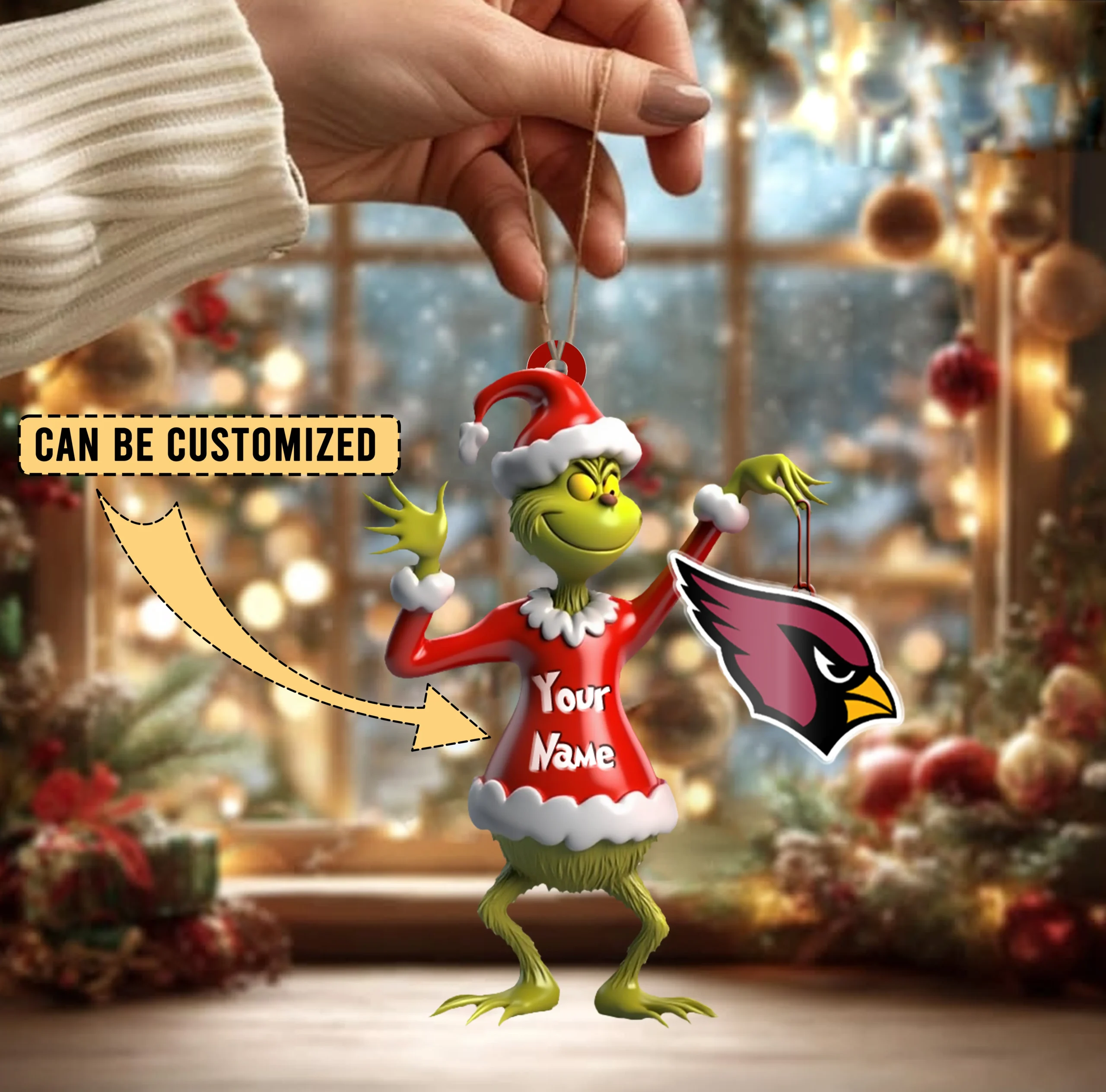 Sportswearmerch Arizona Cardinals NFL x The Grinch Acrylic Ornament Gift For Fans