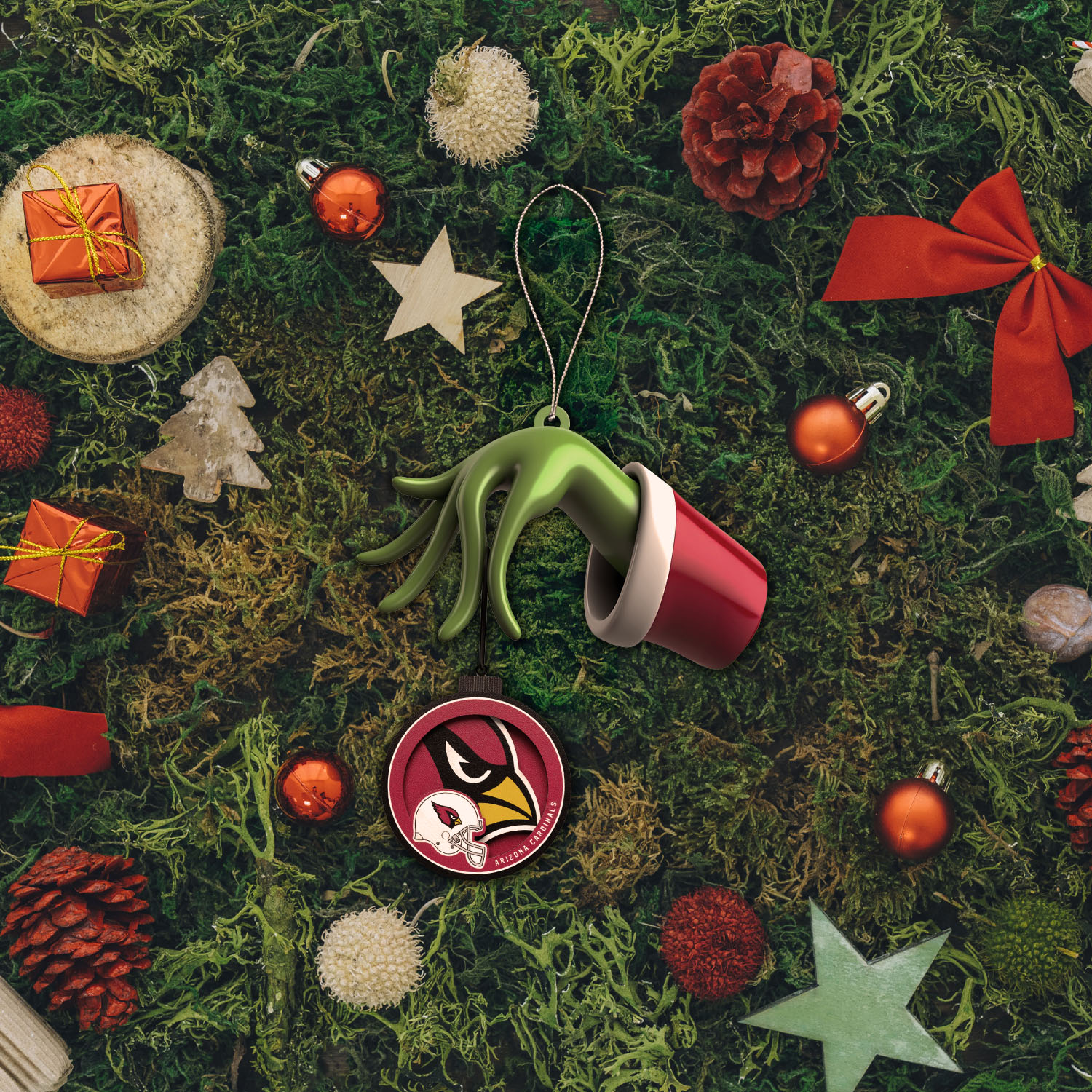 Sportswearmerch Arizona Cardinals NFL x The Grinch Christmas Acrylic Mix Wooden Ornament Gift For Fans