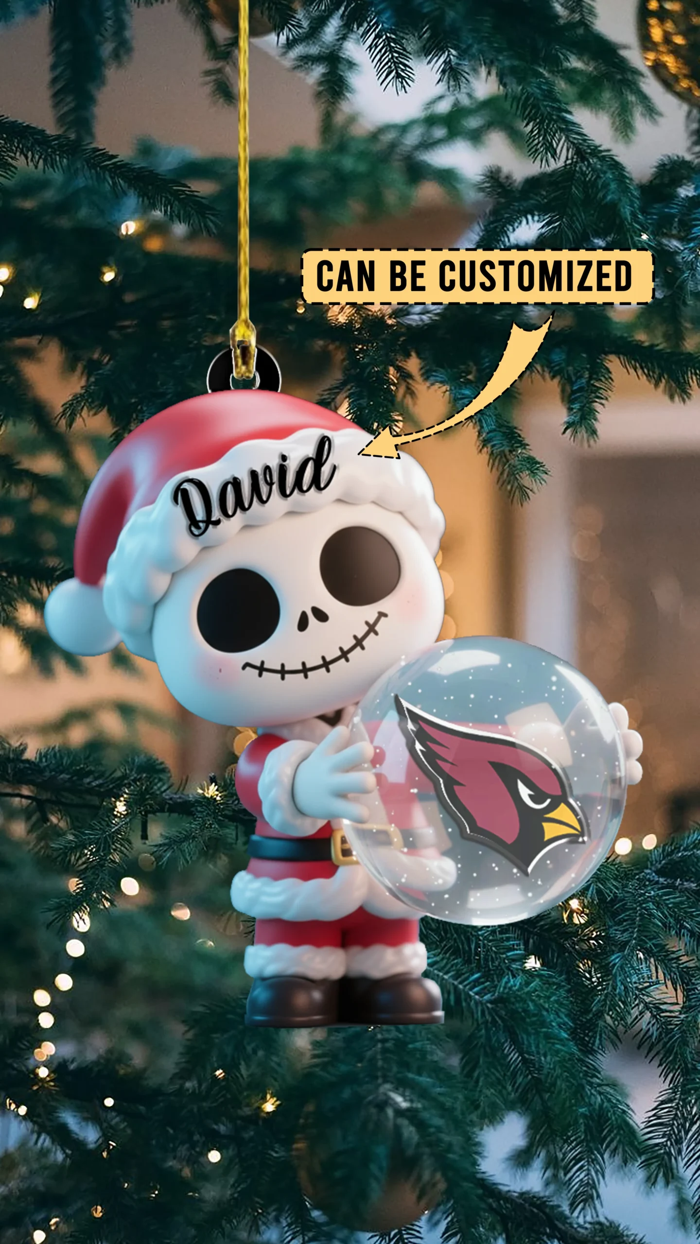 Sportswearmerch Arizona Cardinals NFL x The Nightmare Before Christmas Acrylic Ornament Gift For Fans