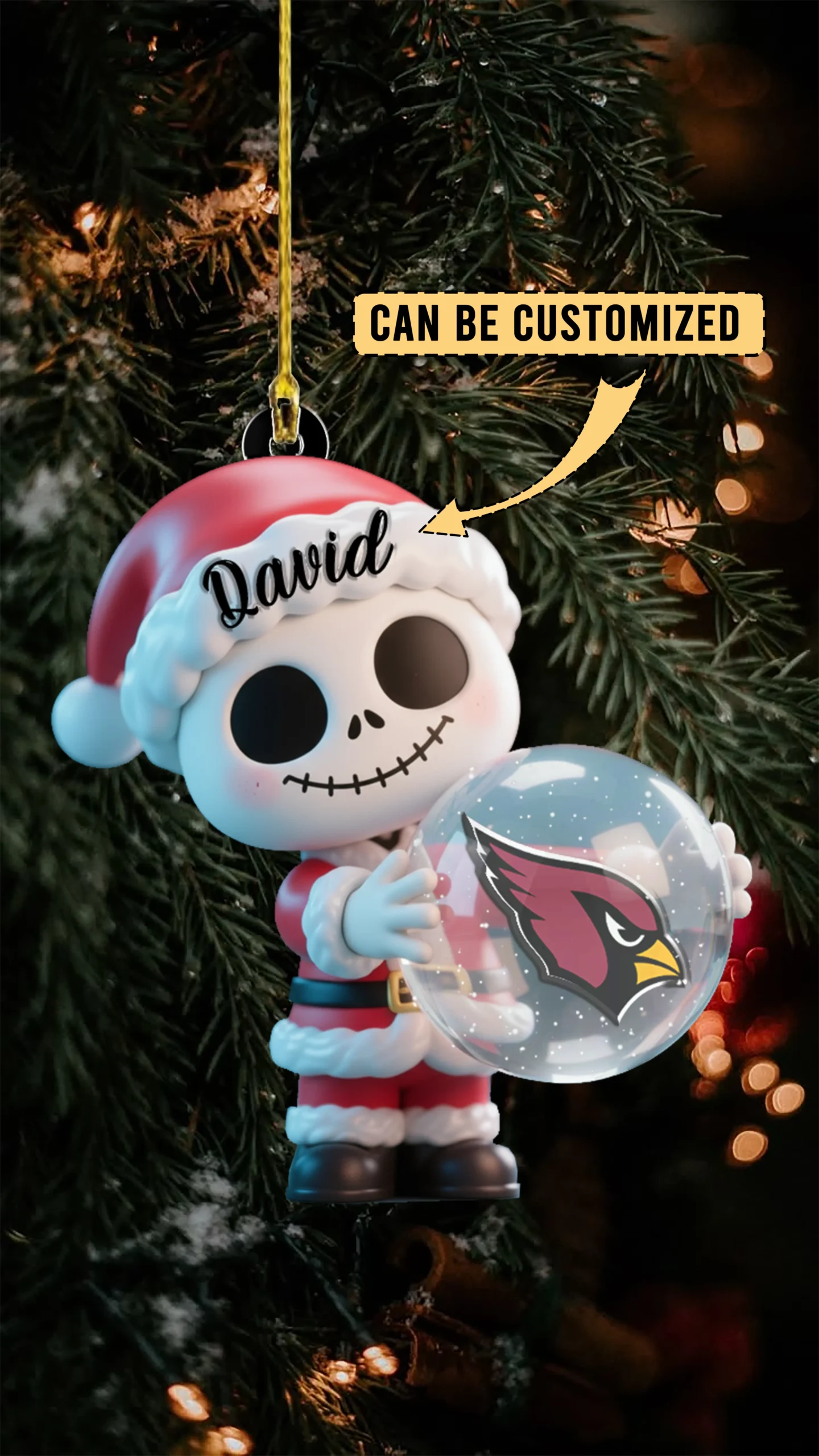 Sportswearmerch Arizona Cardinals NFL x The Nightmare Before Christmas Acrylic Ornament Gift For Fans