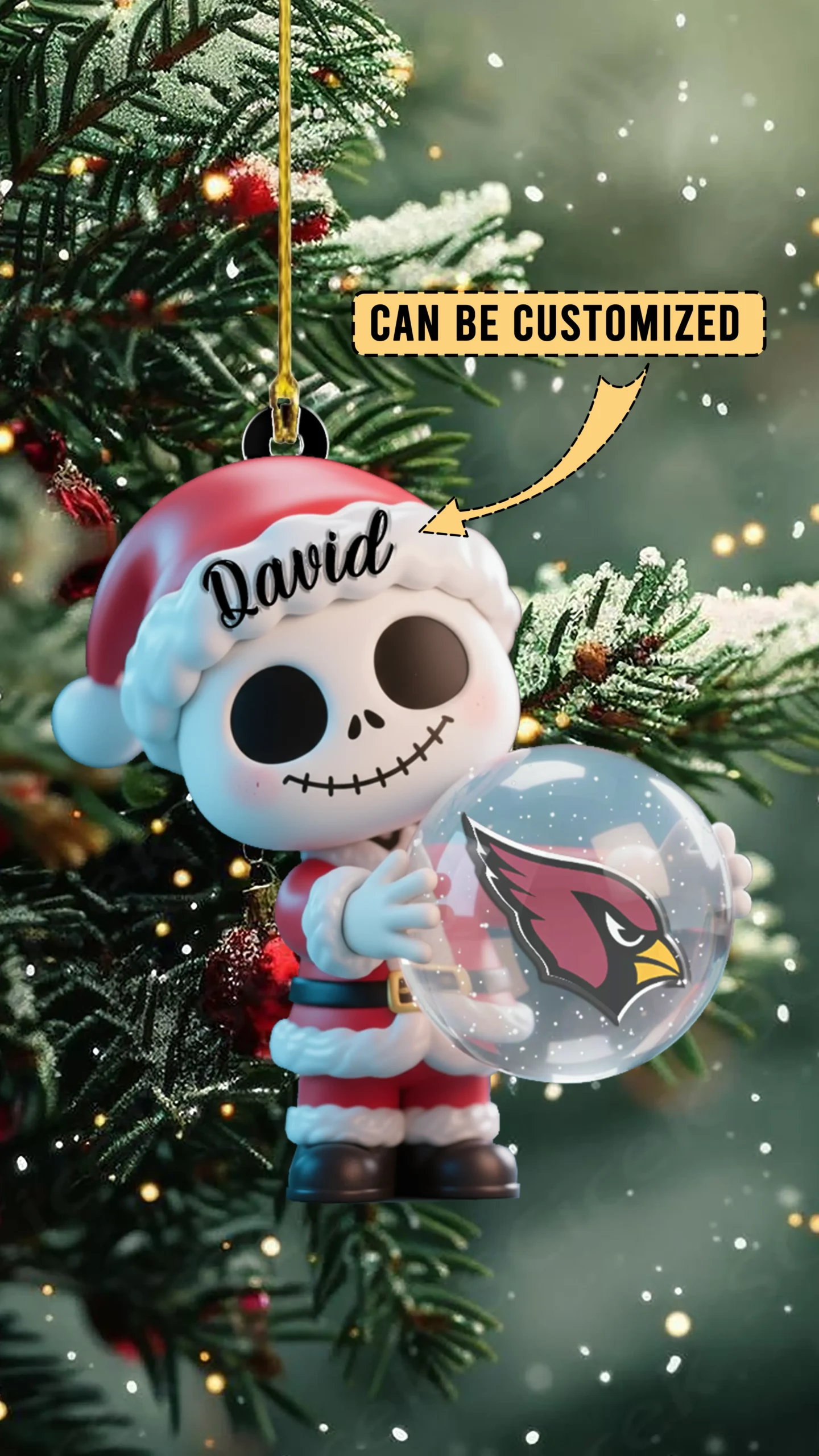 Sportswearmerch Arizona Cardinals NFL x The Nightmare Before Christmas Acrylic Ornament Gift For Fans