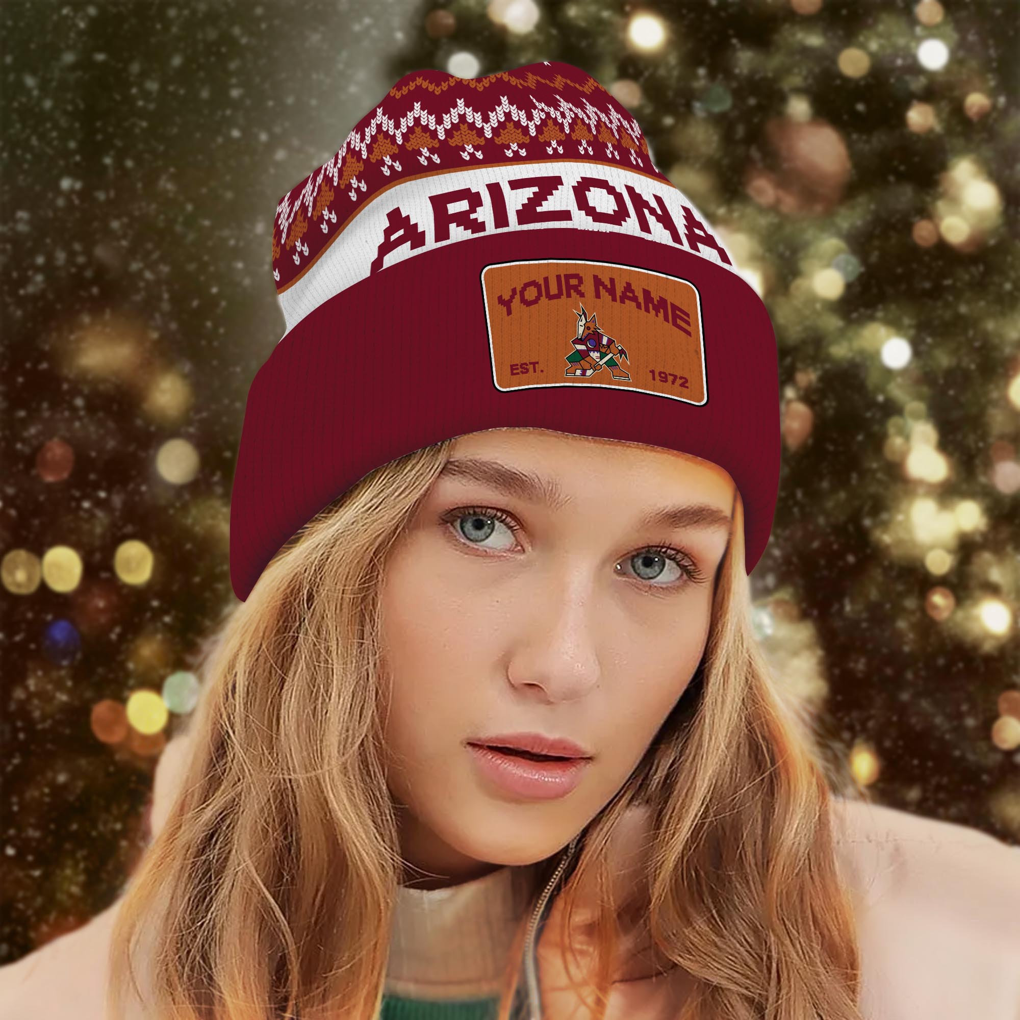 Sportswearmerch Arizona Coyotes NHL Christmas Beanie Hat For Fan