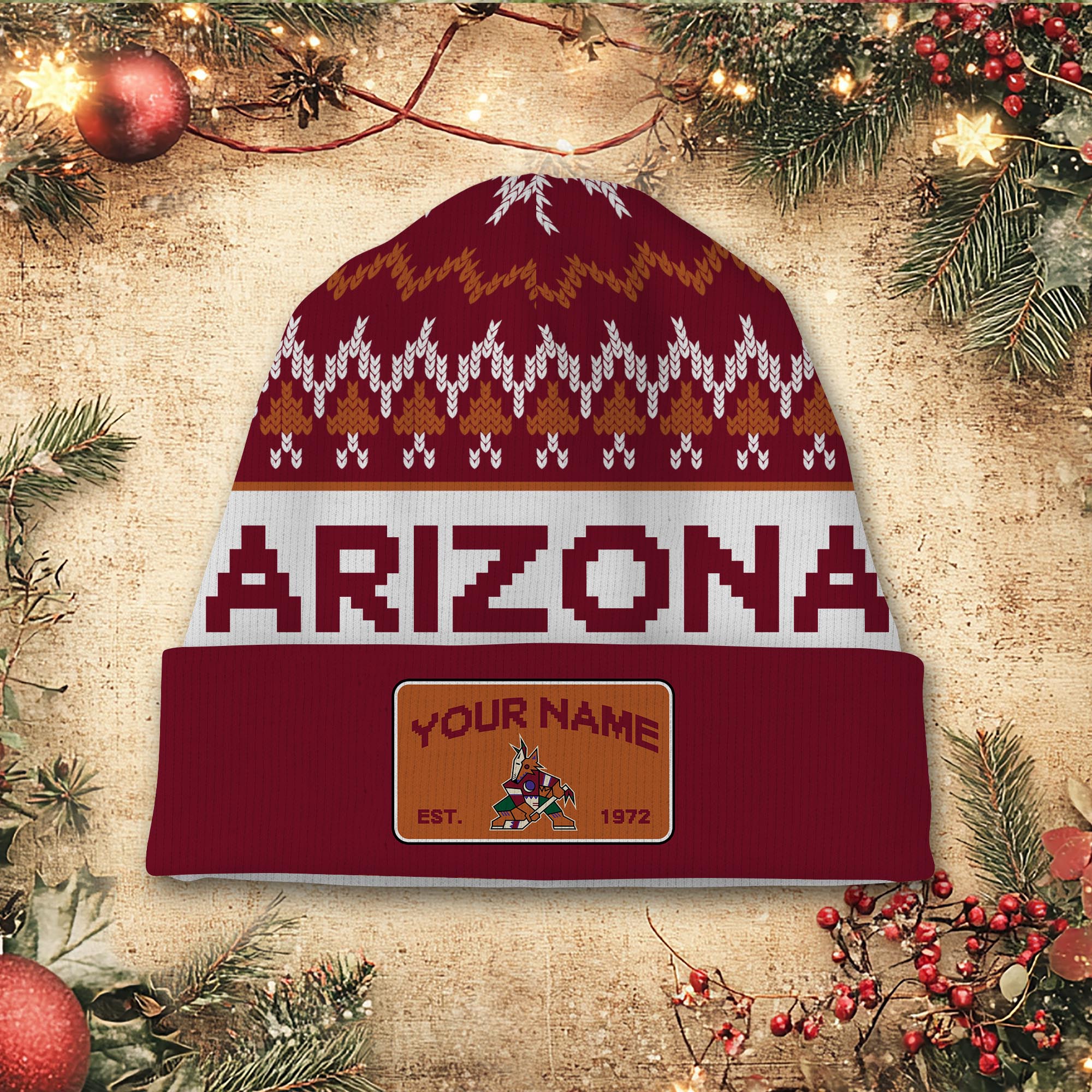 Sportswearmerch Arizona Coyotes NHL Christmas Beanie Hat For Fan