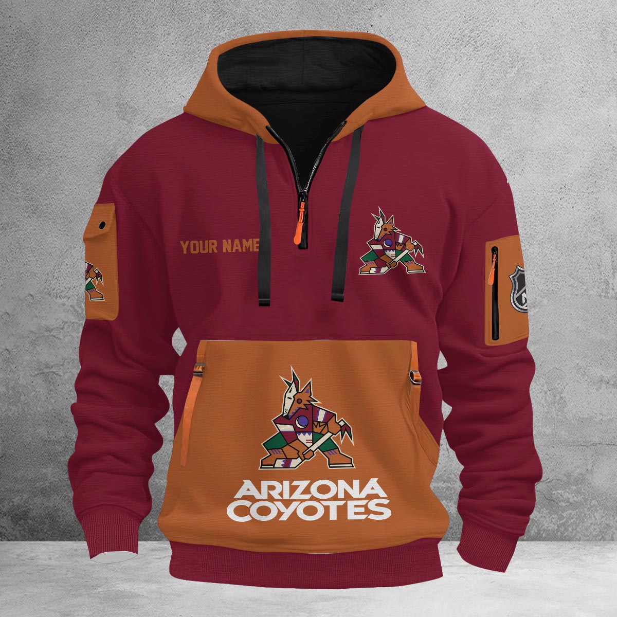 Sportswearmerch Arizona Coyotes NHL Half Zip Hoodie Personalized For Fan